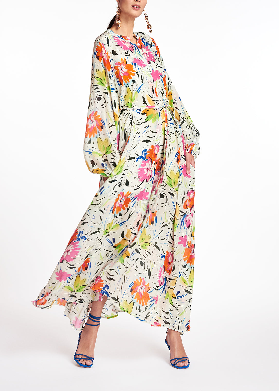 Off-white floral print maxi dress RE—SSENTIEL | Essentiel second hand