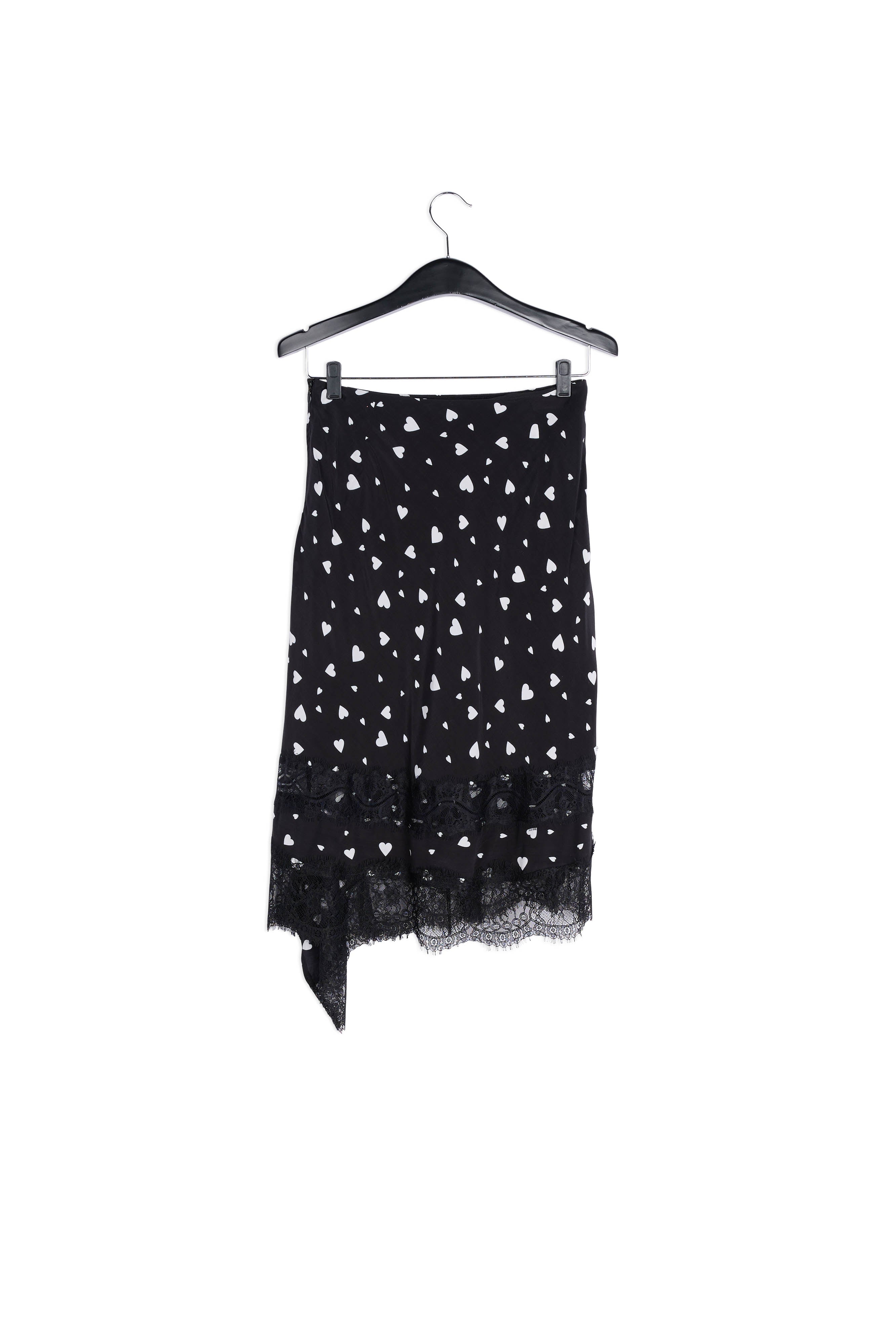 Black asymmetrical heart-print midi skirt RE—SSENTIEL | Essentiel second hand