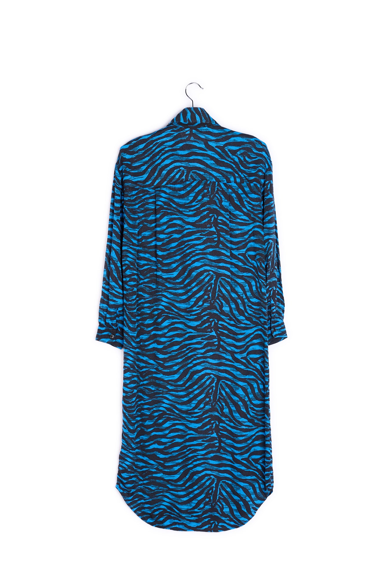 Black and blue zebra print midi shirt dress RE—SSENTIEL | Essentiel second hand