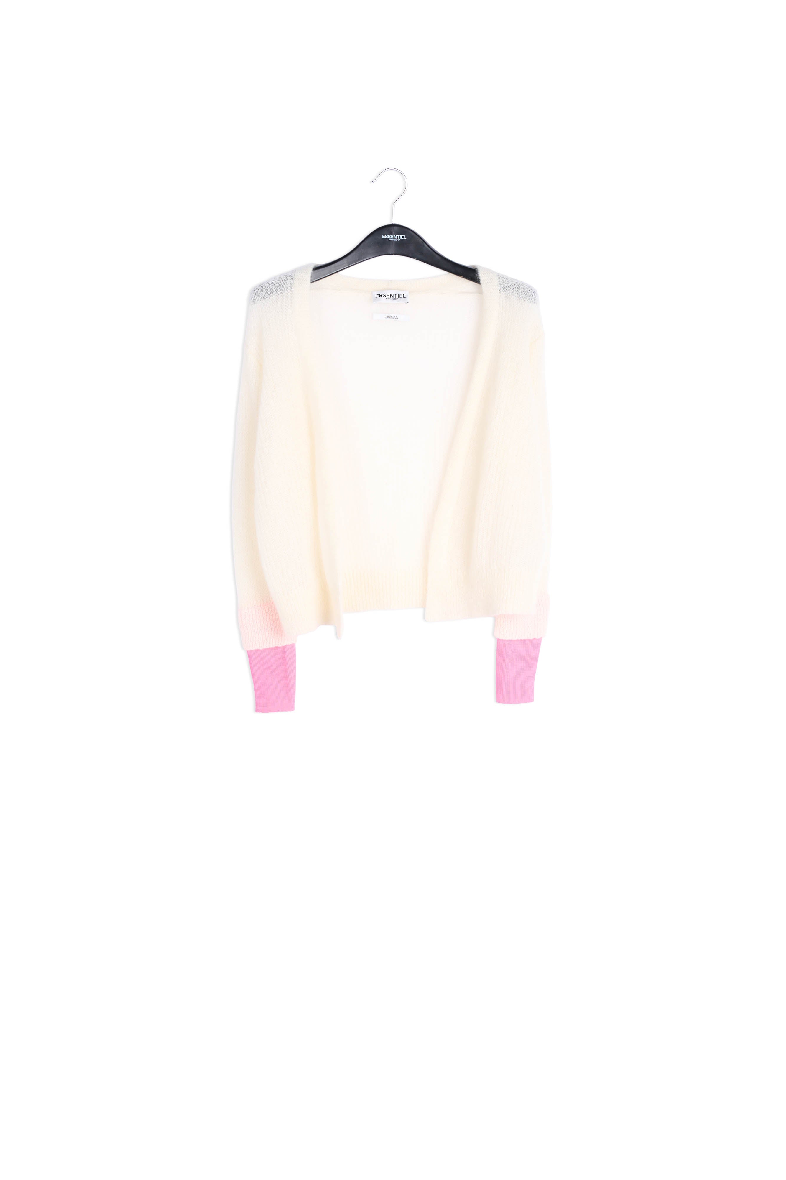 Off-white mohair-blend cardigan with neon cuffs RE—SSENTIEL | Essentiel second hand