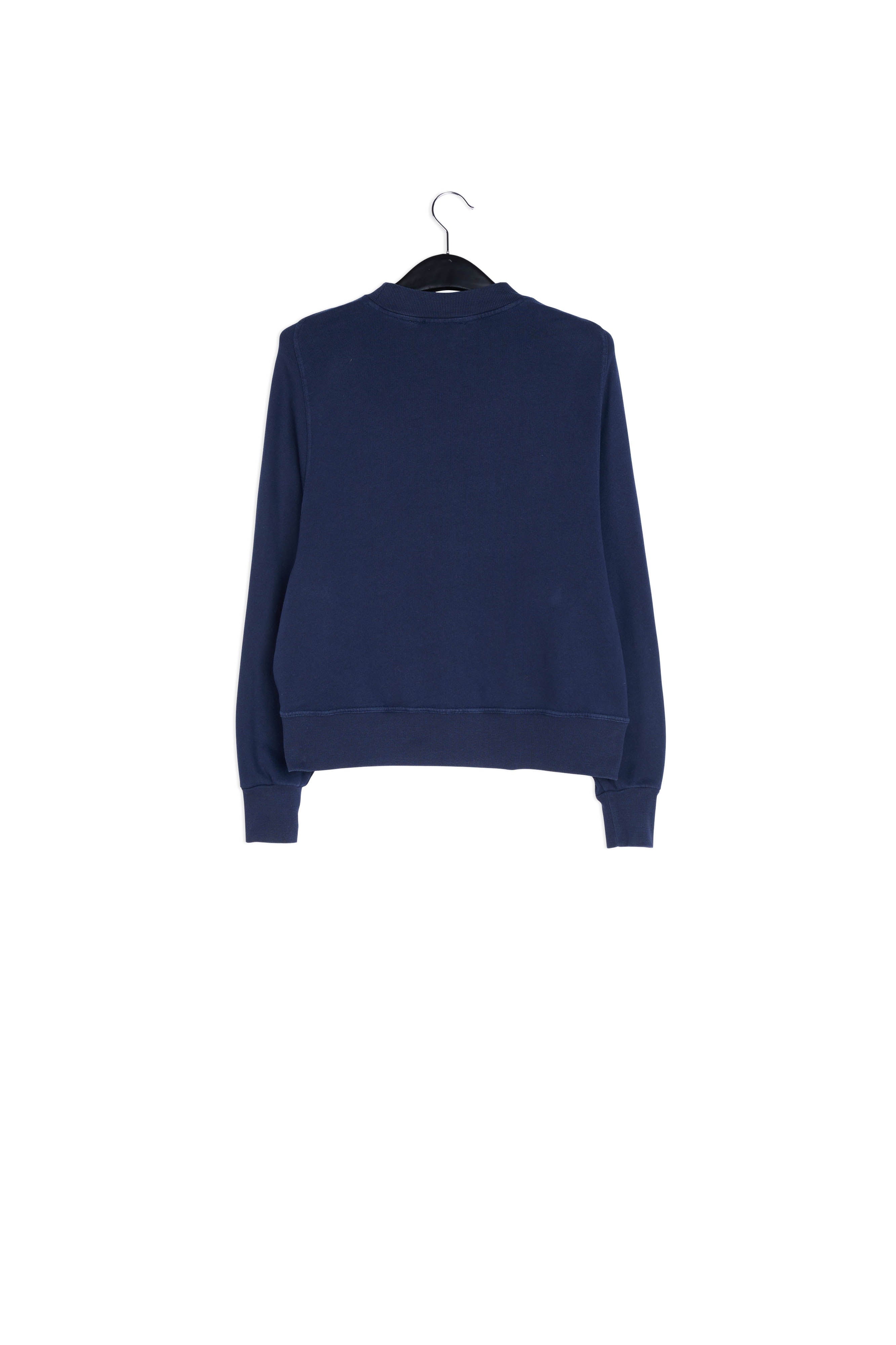 Navy blue cotton-jersey sweatshirt with metallic varsity print RE—SSENTIEL | Essentiel second hand