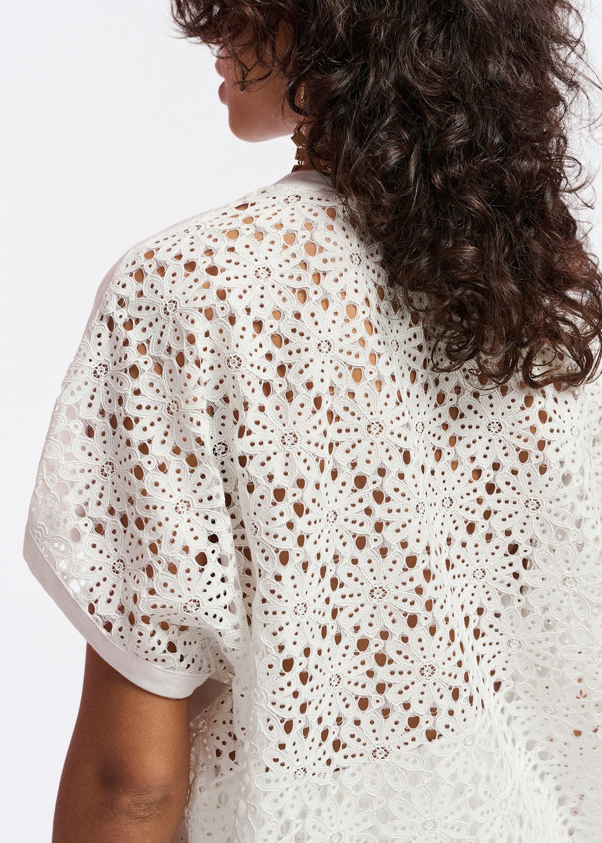 Off-white T-shirt with lace back panel RE—SSENTIEL | Essentiel second hand