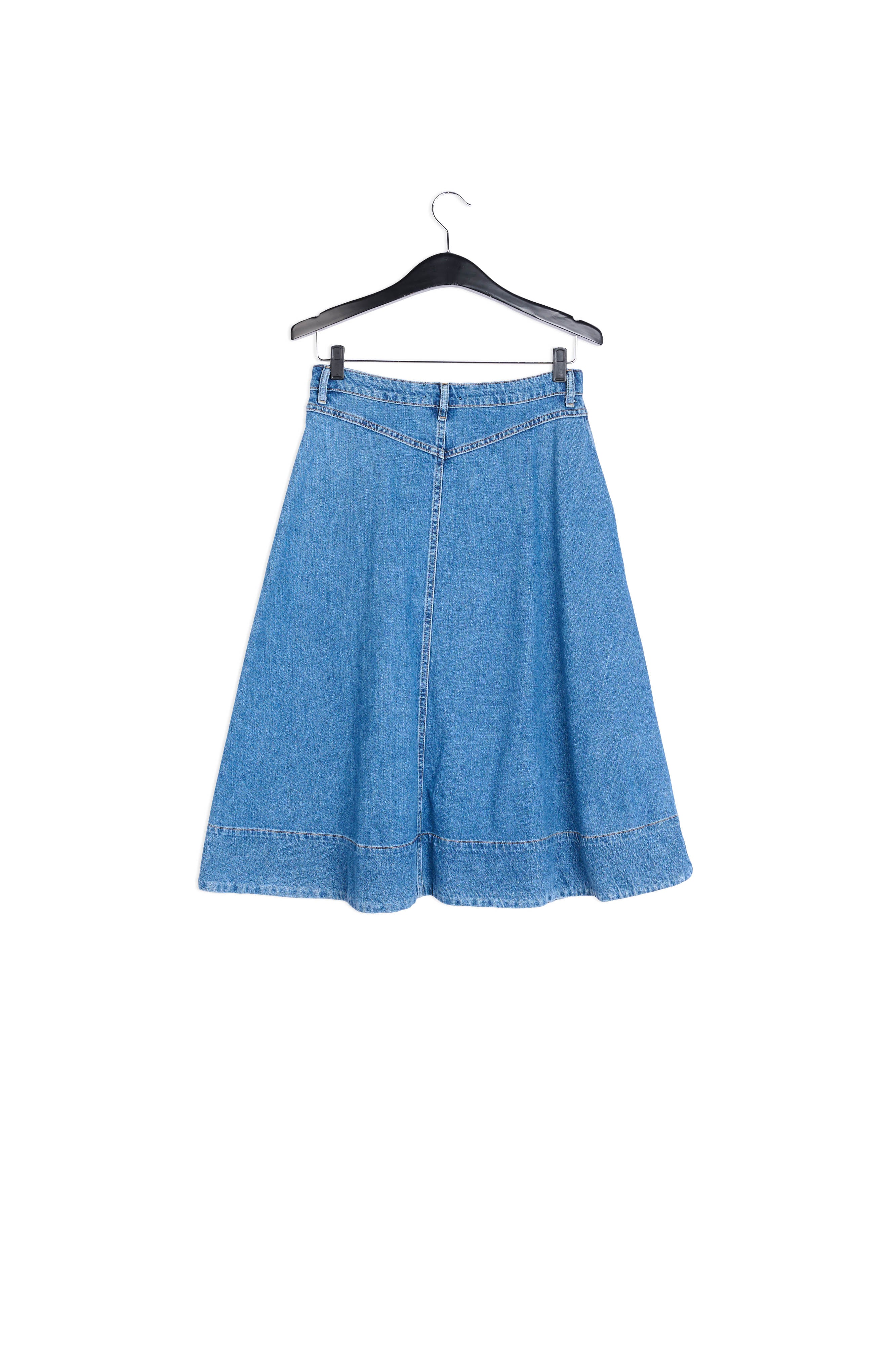 Dark blue denim pleated midi skirt RE—SSENTIEL | Essentiel second hand