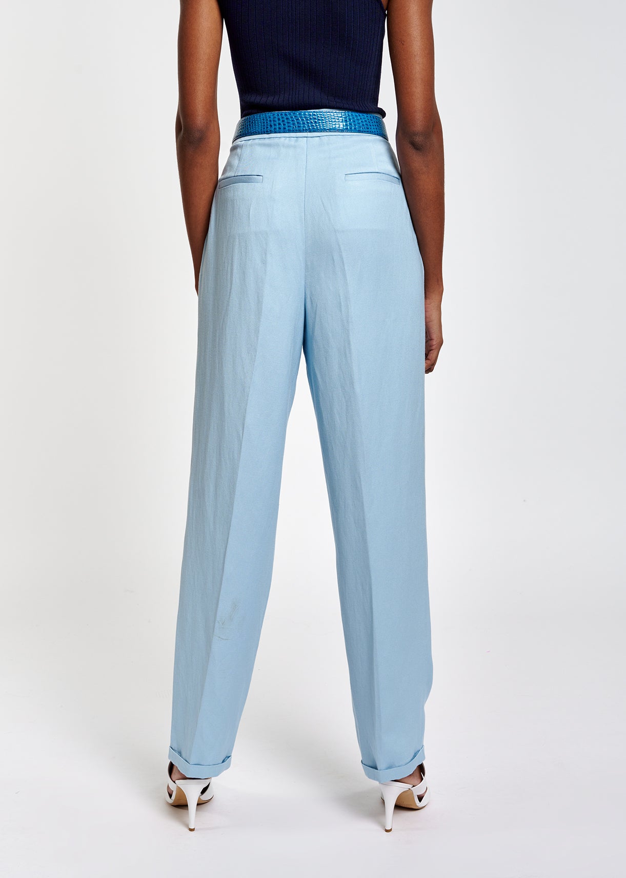 Pantalon bleu clair taille mi-haute RE—SSENTIEL | Essentiel second hand