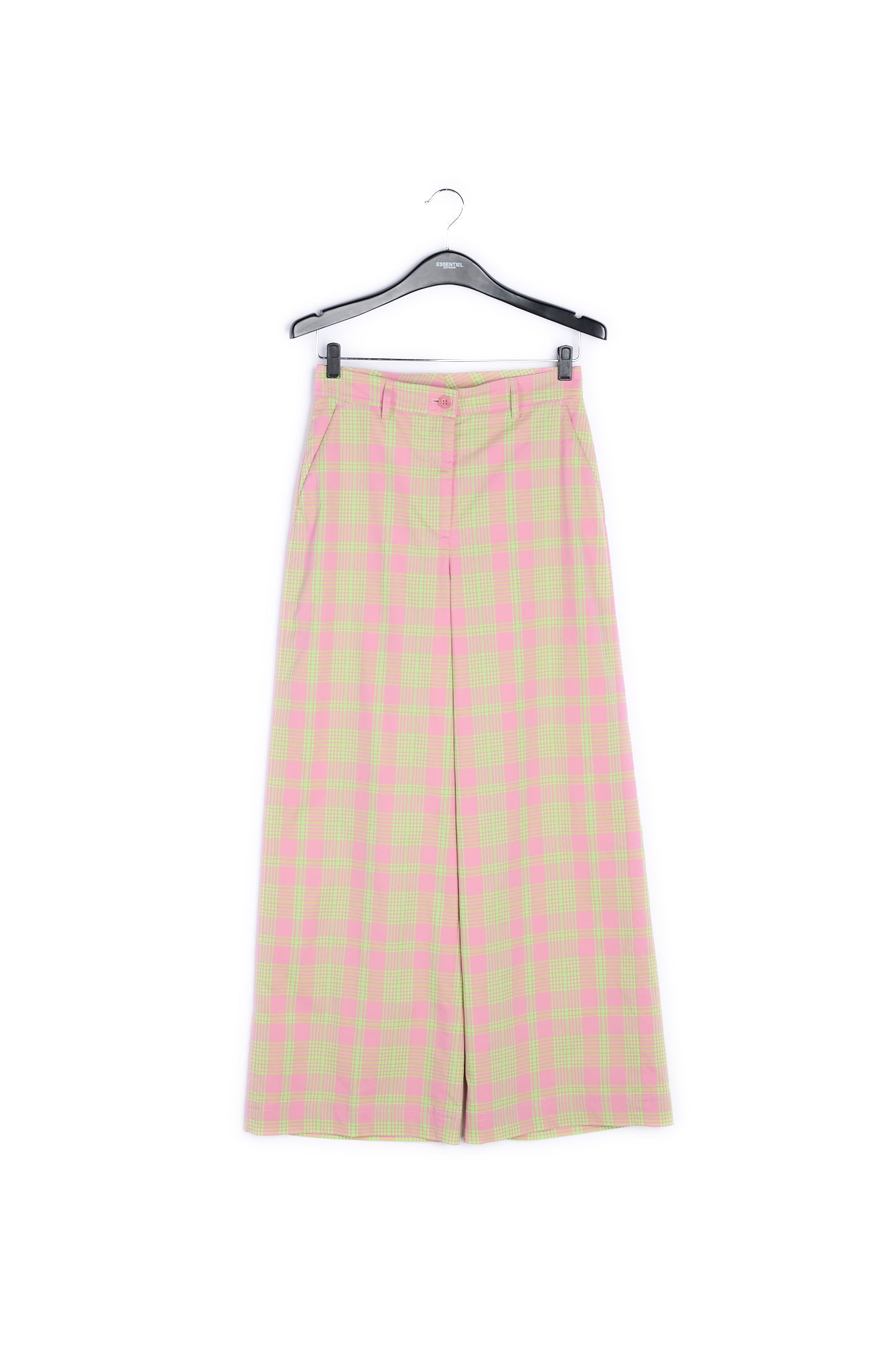 Dusty pink plaid wide-leg pants RE—SSENTIEL | Essentiel second hand