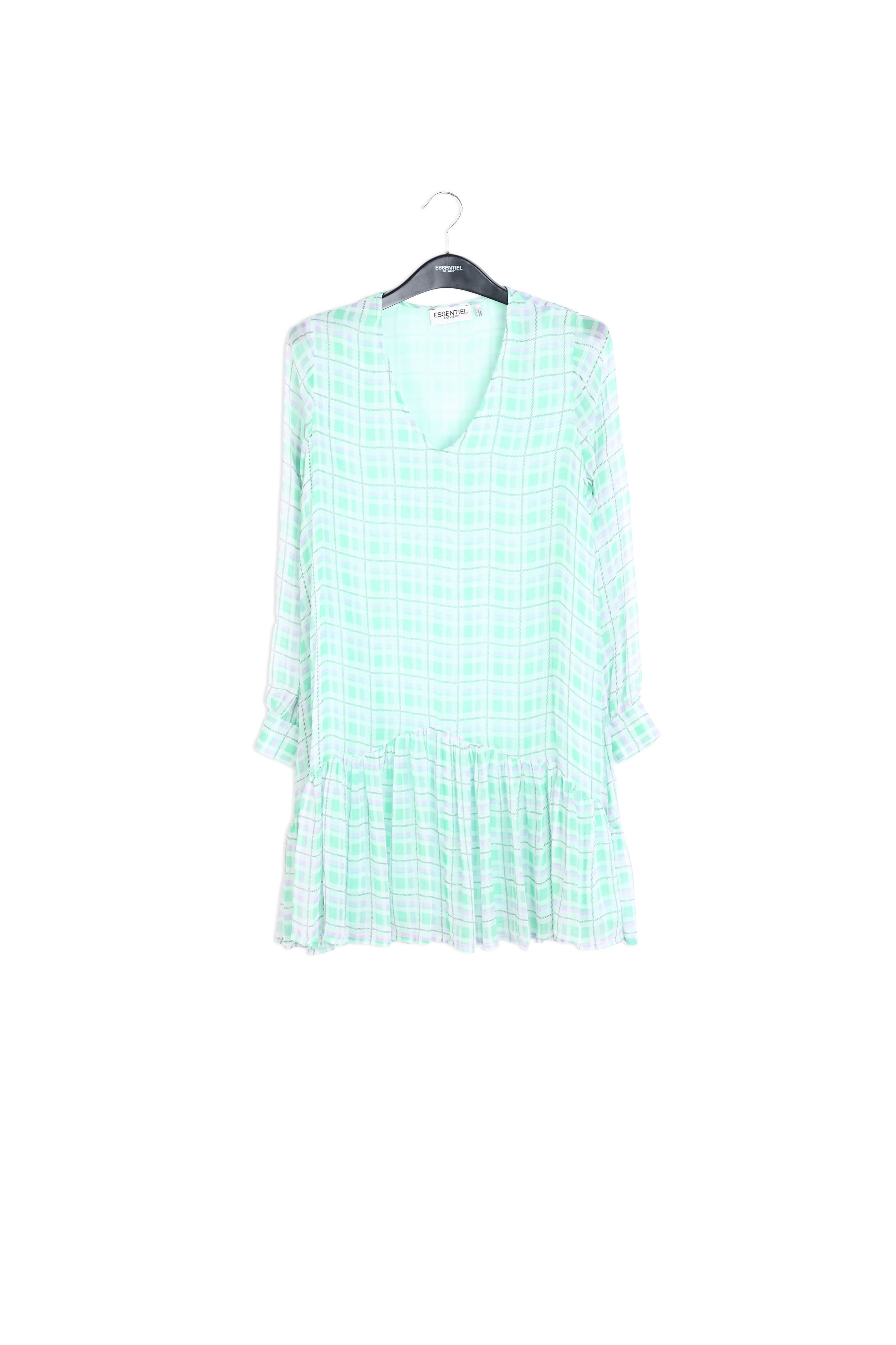 Groen met lila geruite mini-jurk RE—SSENTIEL | Essentiel second hand