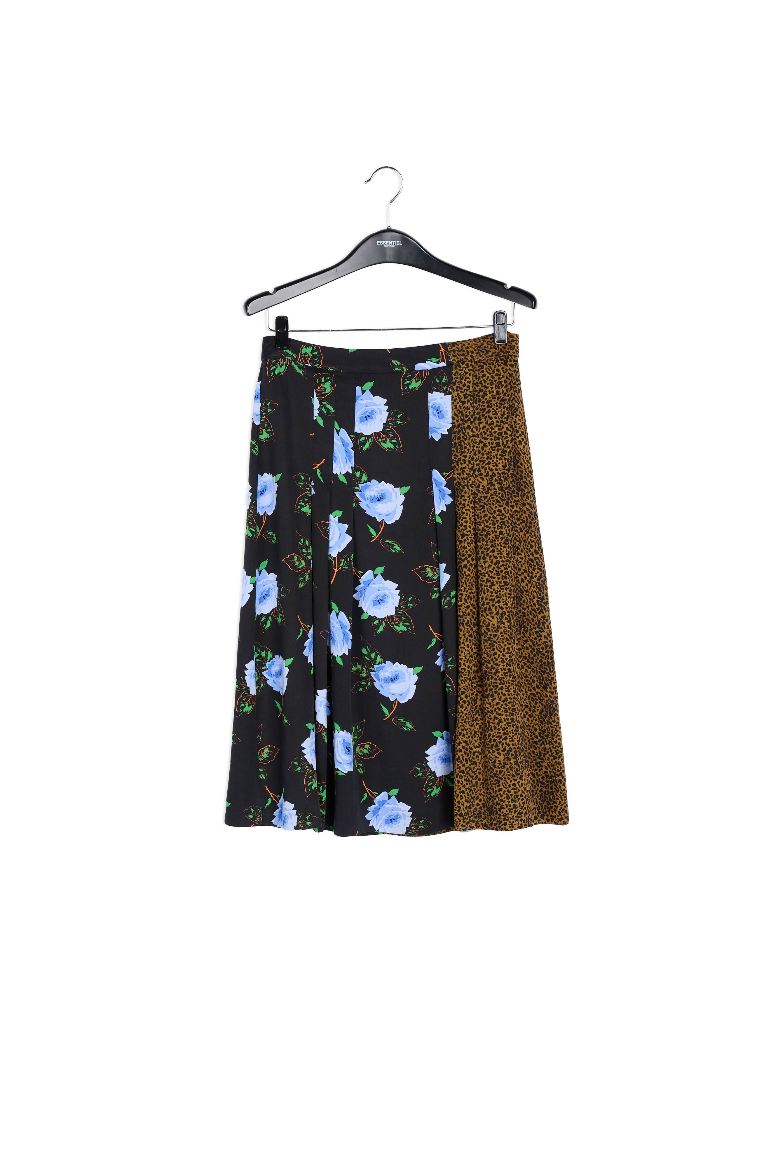 Midirok met donkere bloemen- en luipaardprint RE—SSENTIEL | Essentiel second hand