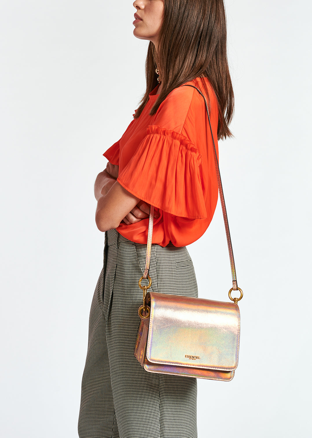 Oranje top met korte ruchemouwen RE—SSENTIEL | Essentiel second hand