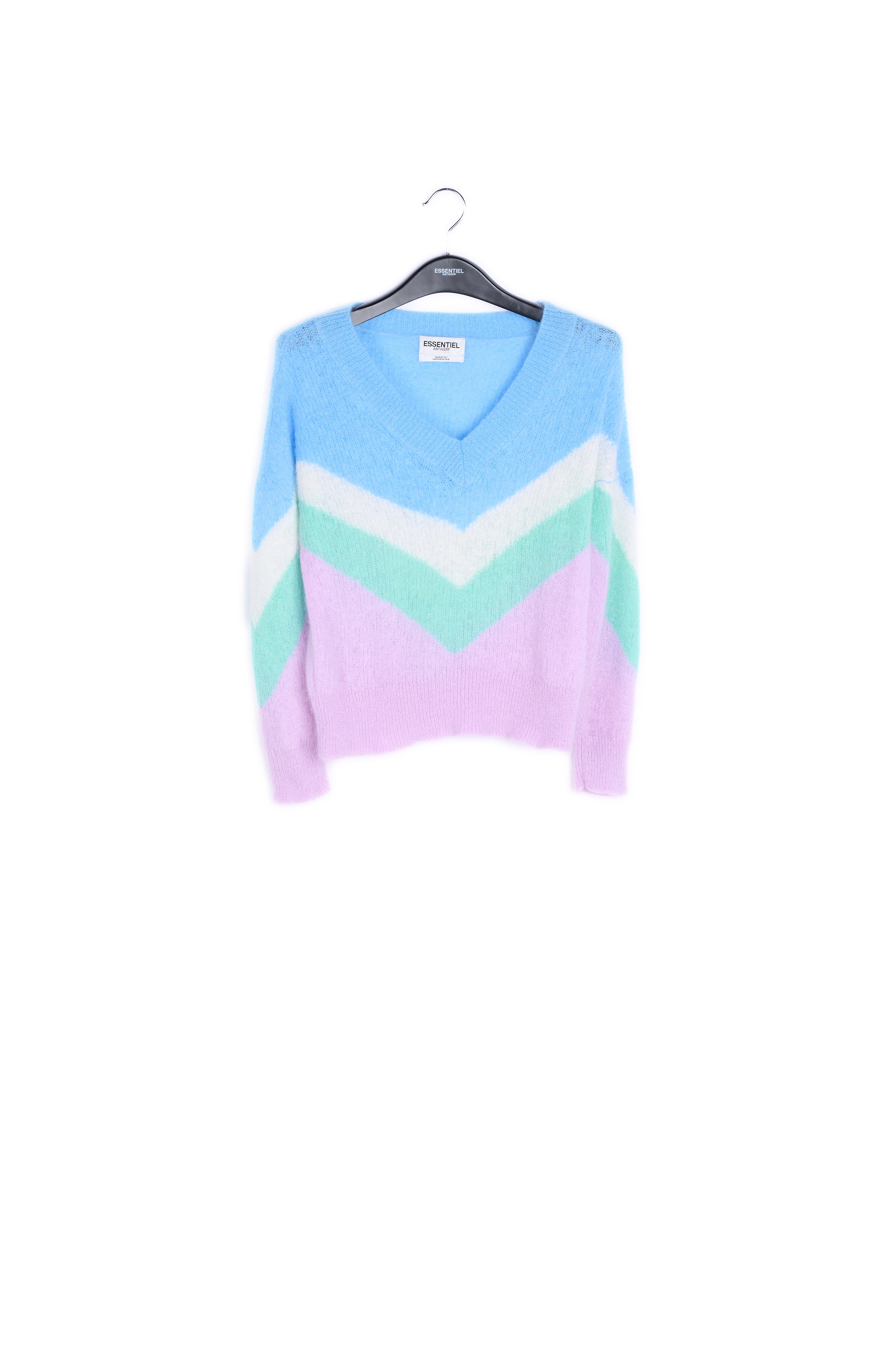 Blue, white and purple v pattern sweater RE—SSENTIEL | Essentiel second hand