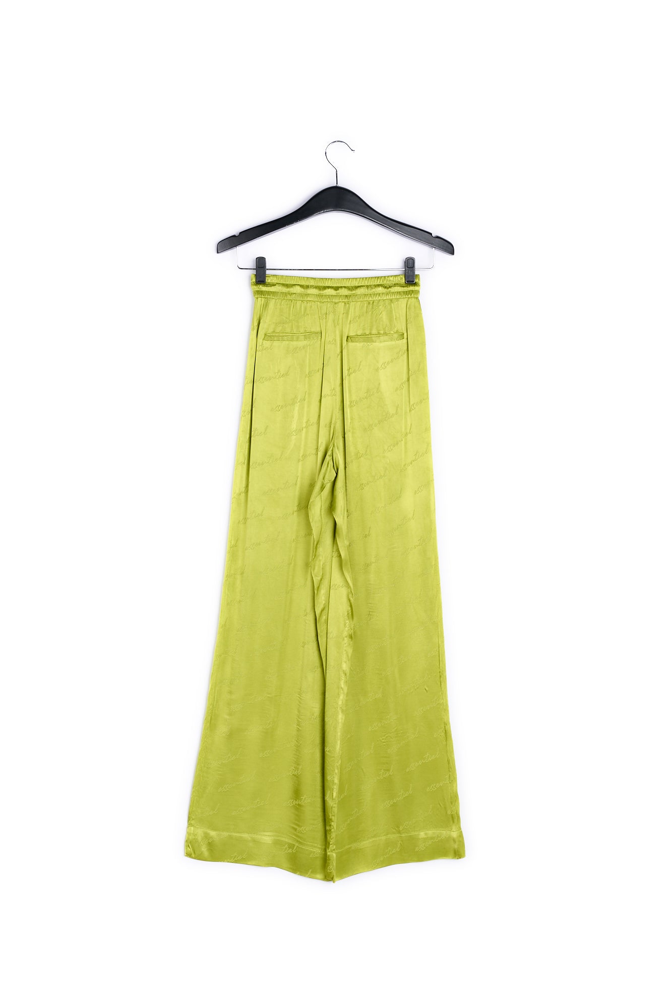 Lime green satin jacquard wide-leg pants RE—SSENTIEL | Essentiel second hand