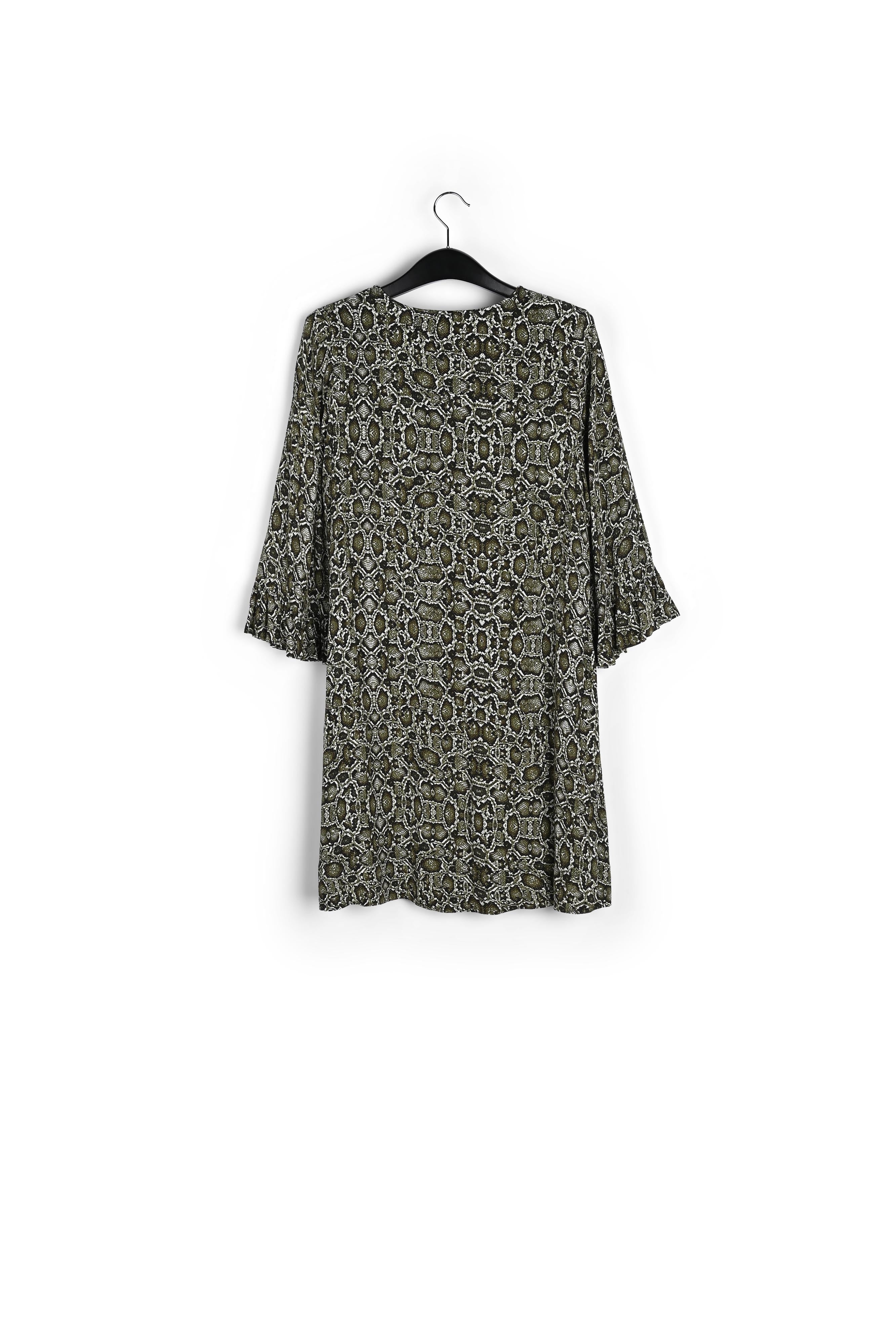 Kakigroene mini-jurk met slangenprint RE—SSENTIEL | Essentiel second hand