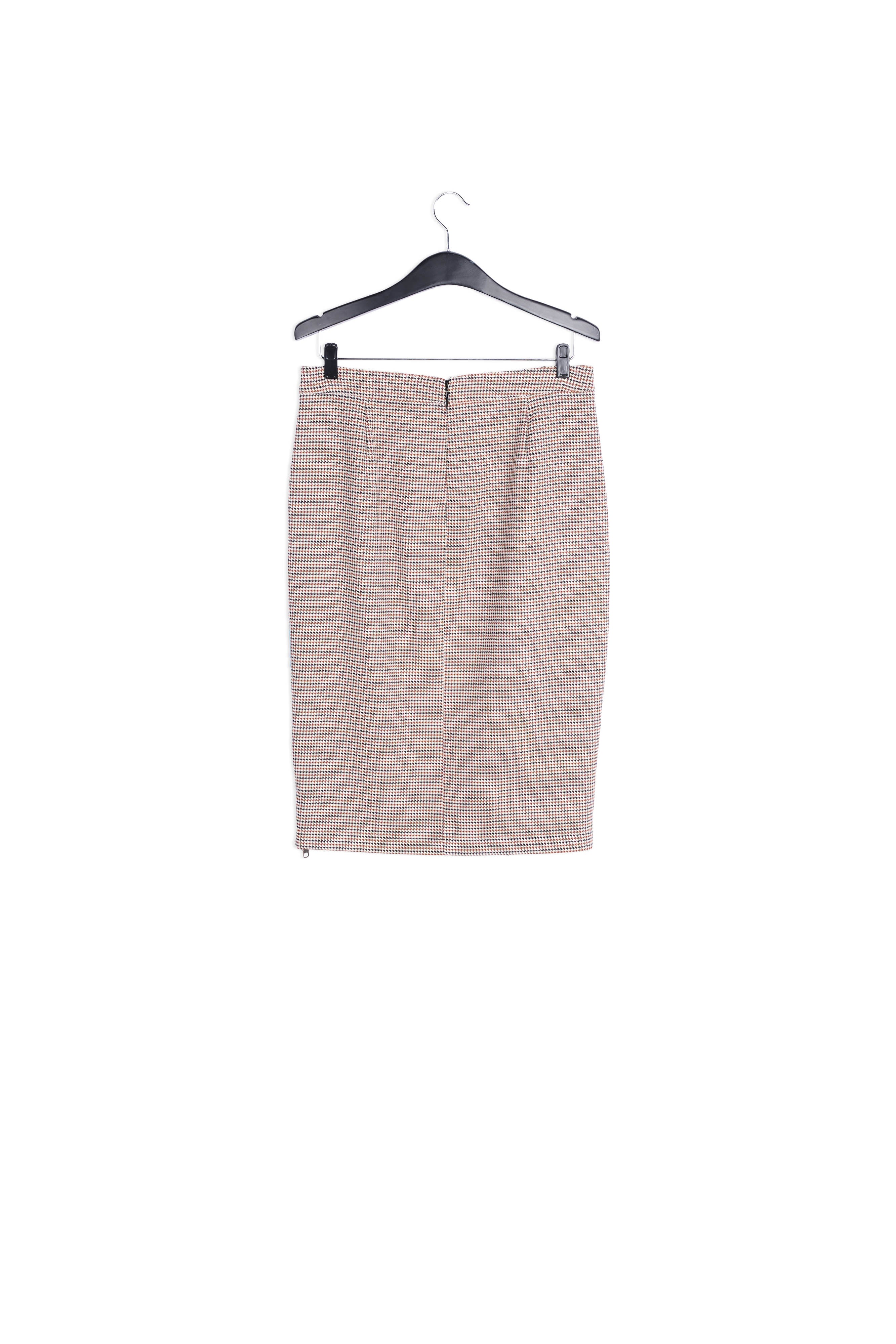 Jupe pinceau pied-de-poule marron avec fente RE—SSENTIEL | Essentiel second hand