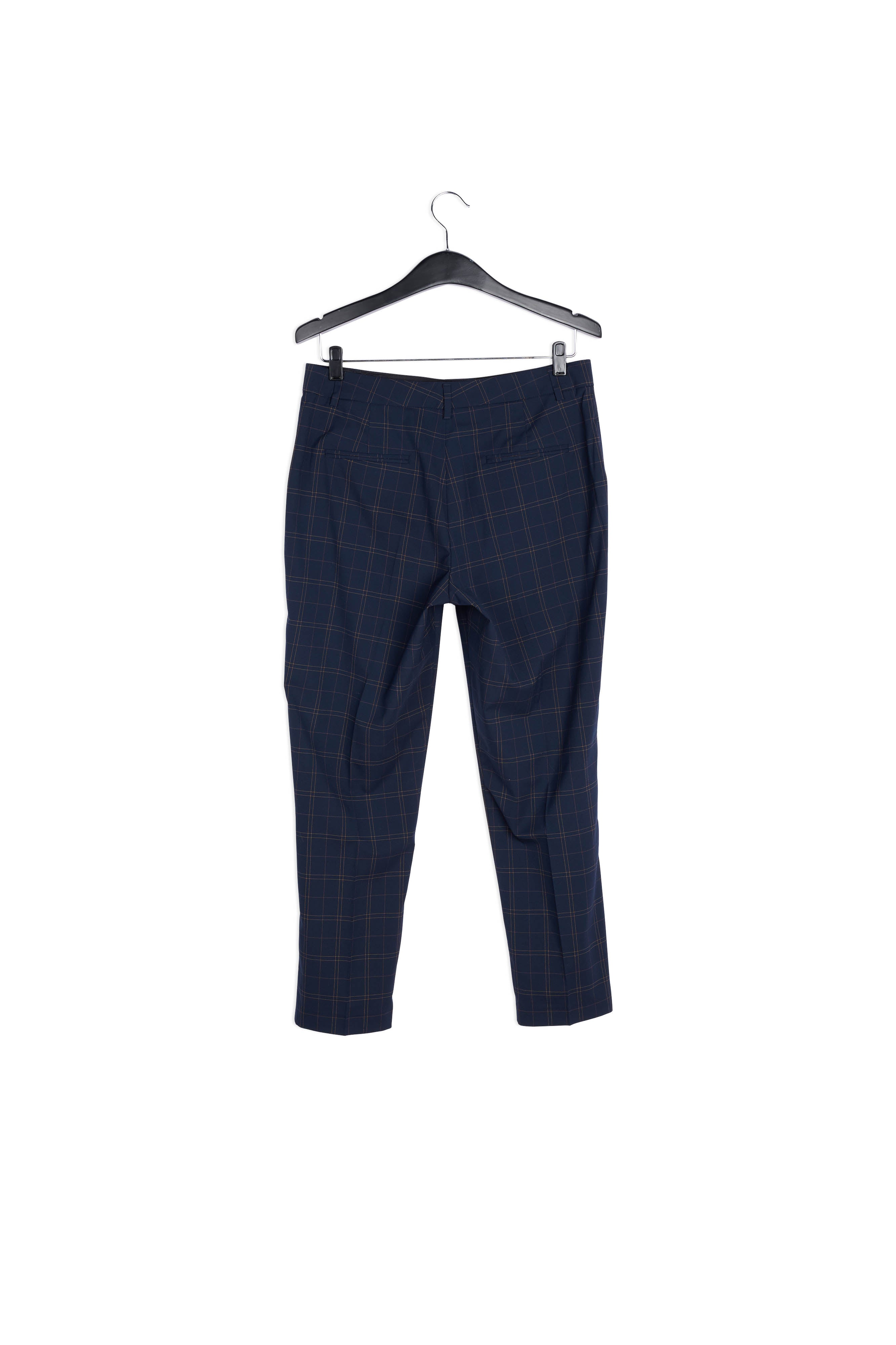 Donkerblauwe geklede broek met ruitjes RE—SSENTIEL | Essentiel second hand