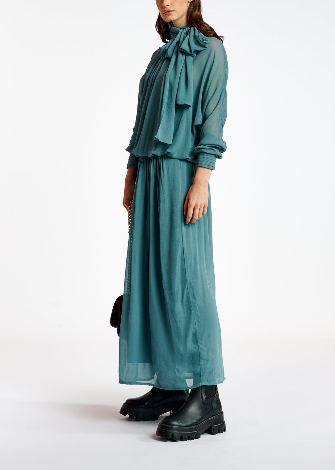 Blauwe volumineuze maxi-jurk RE—SSENTIEL | Essentiel second hand
