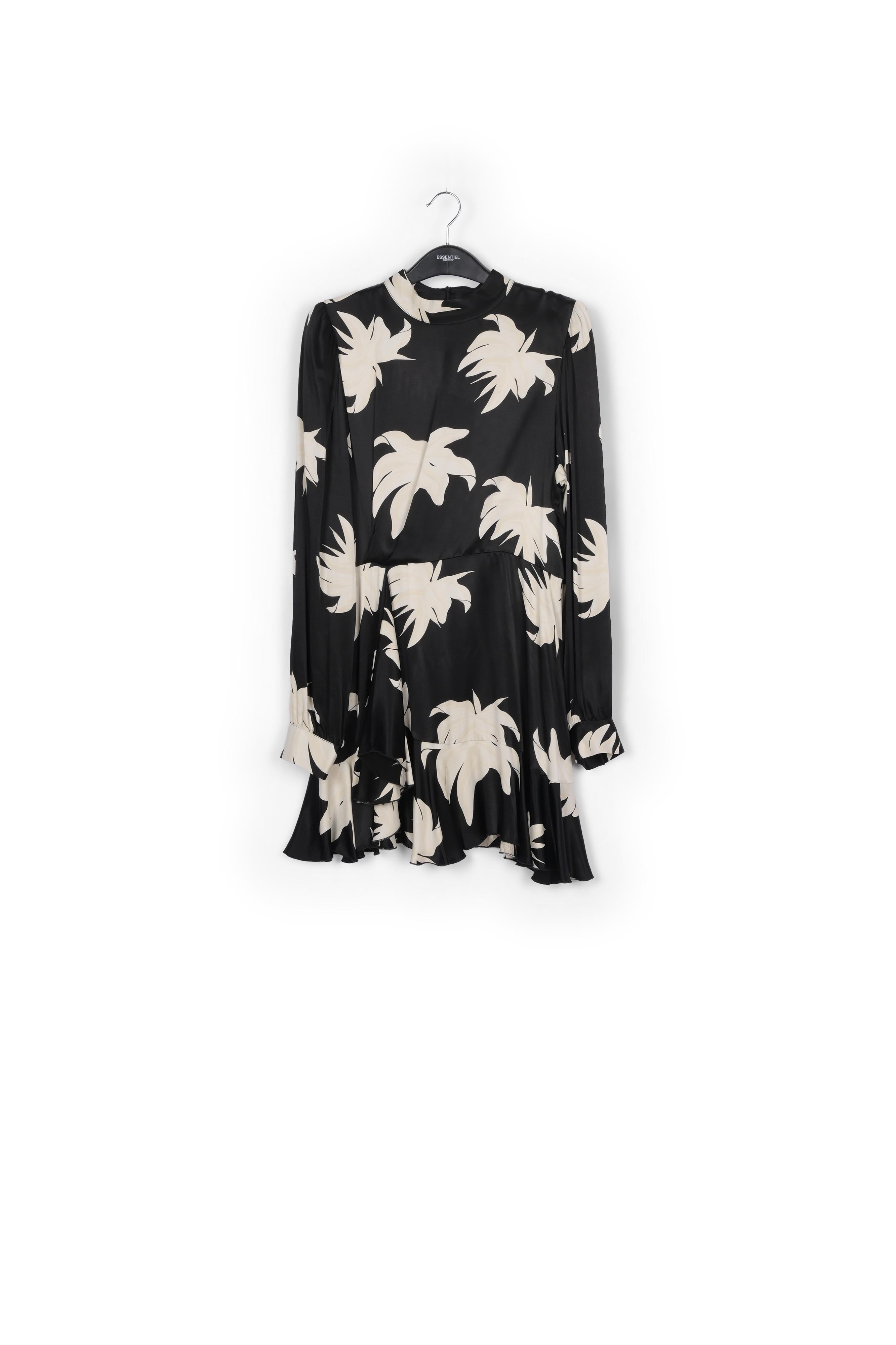 Black and off-white floral midi dress RE—SSENTIEL | Essentiel second hand