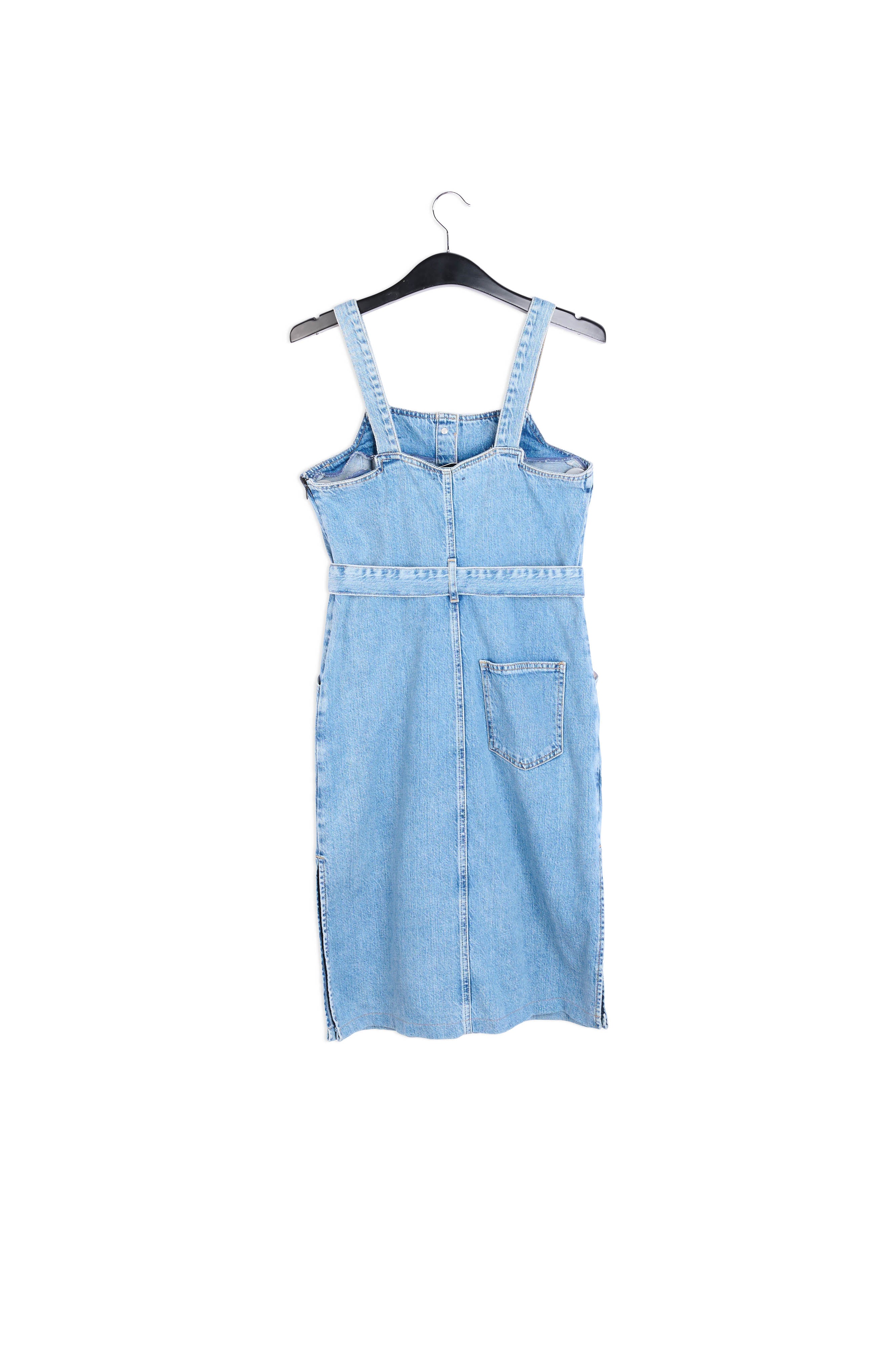 Dark blue belted denim mini dress RE—SSENTIEL | Essentiel second hand