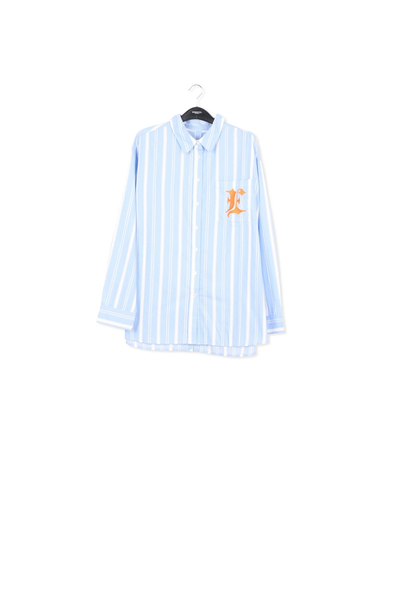 Blue, white and orange striped cotton shirt with 'E' embroidery RE—SSENTIEL | Essentiel second hand