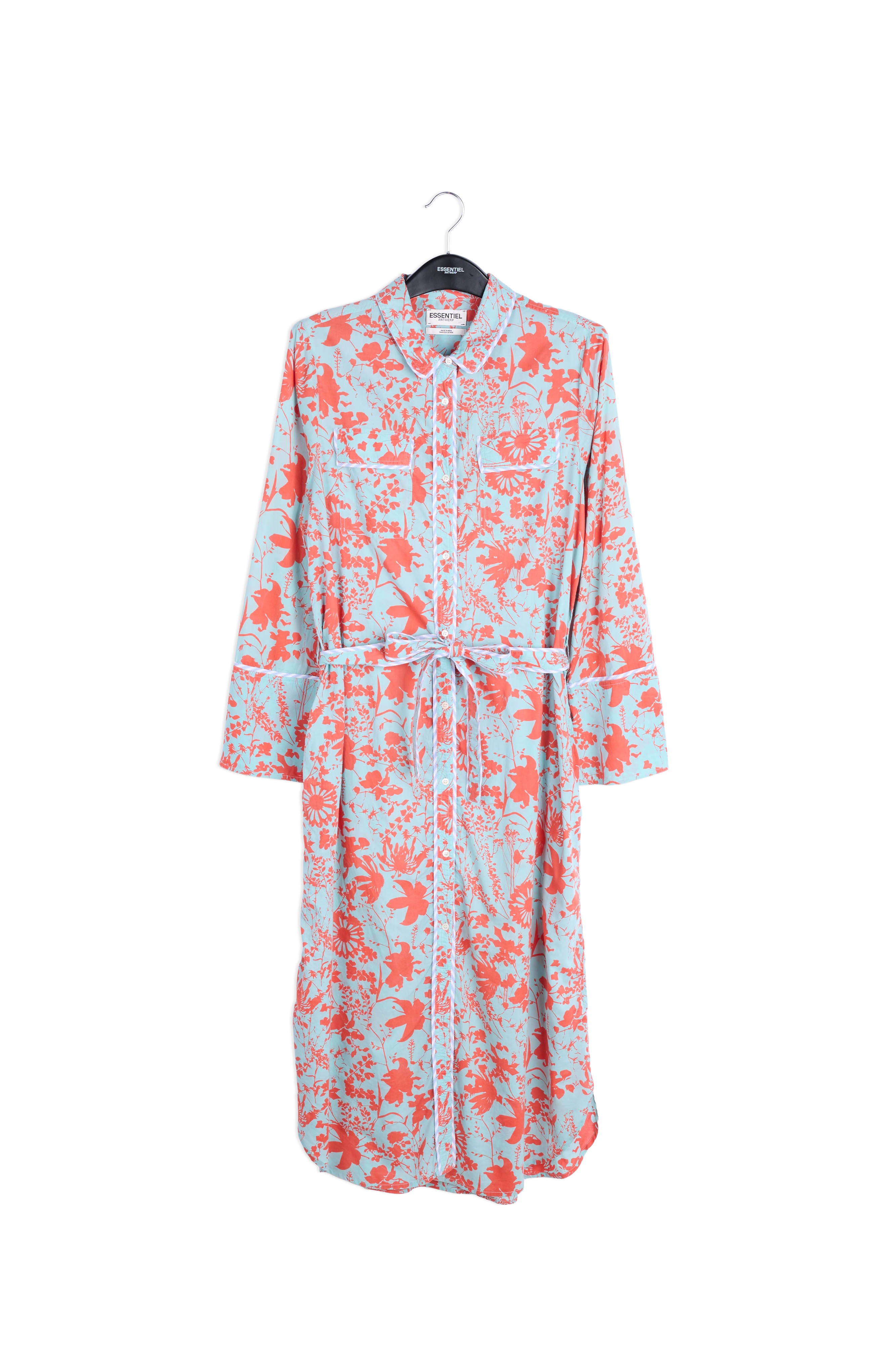 Blue and red floral shirt dress RE—SSENTIEL | Essentiel second hand