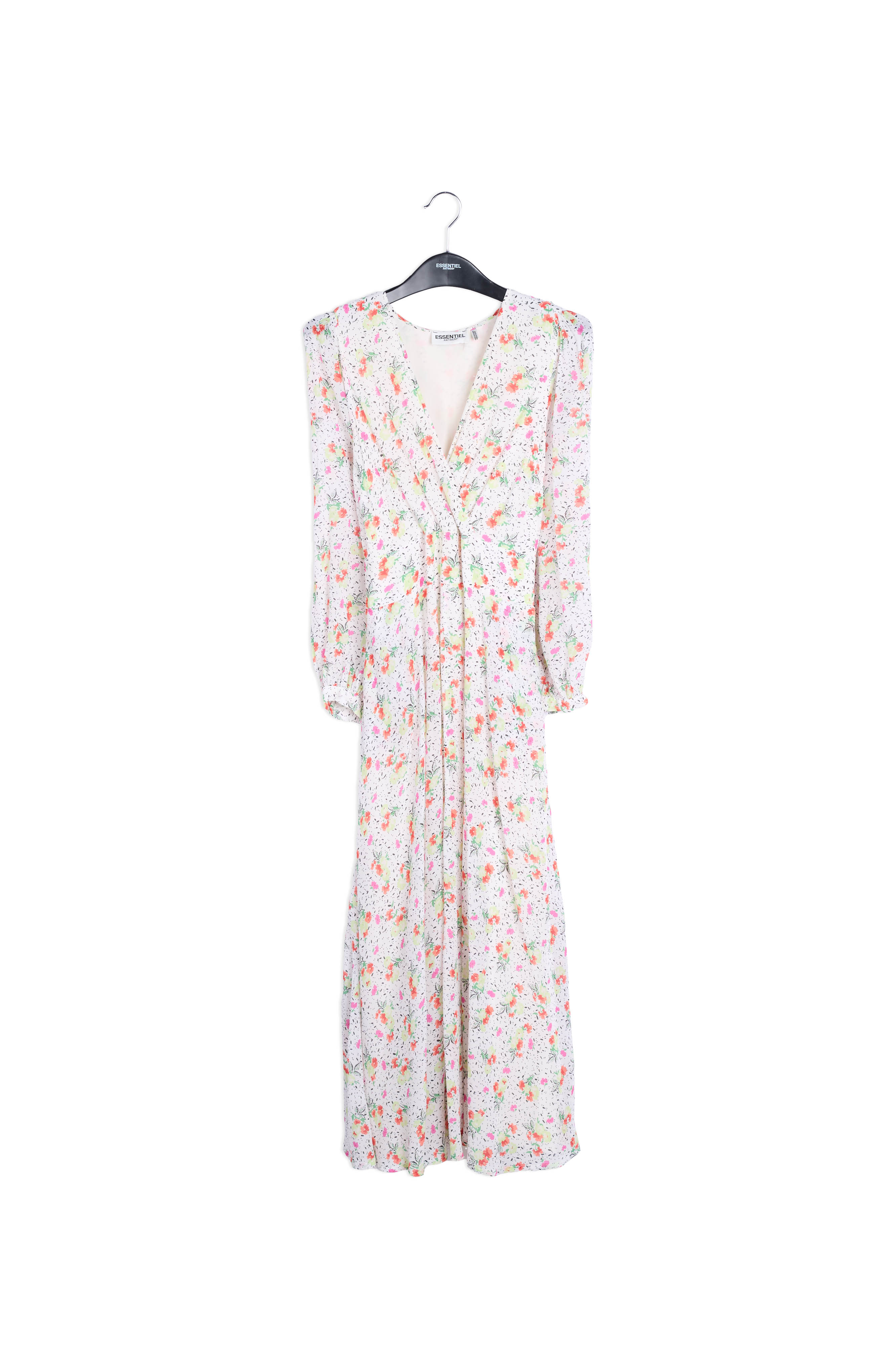 Off-white floral-print wrap maxi dress RE—SSENTIEL | Essentiel second hand