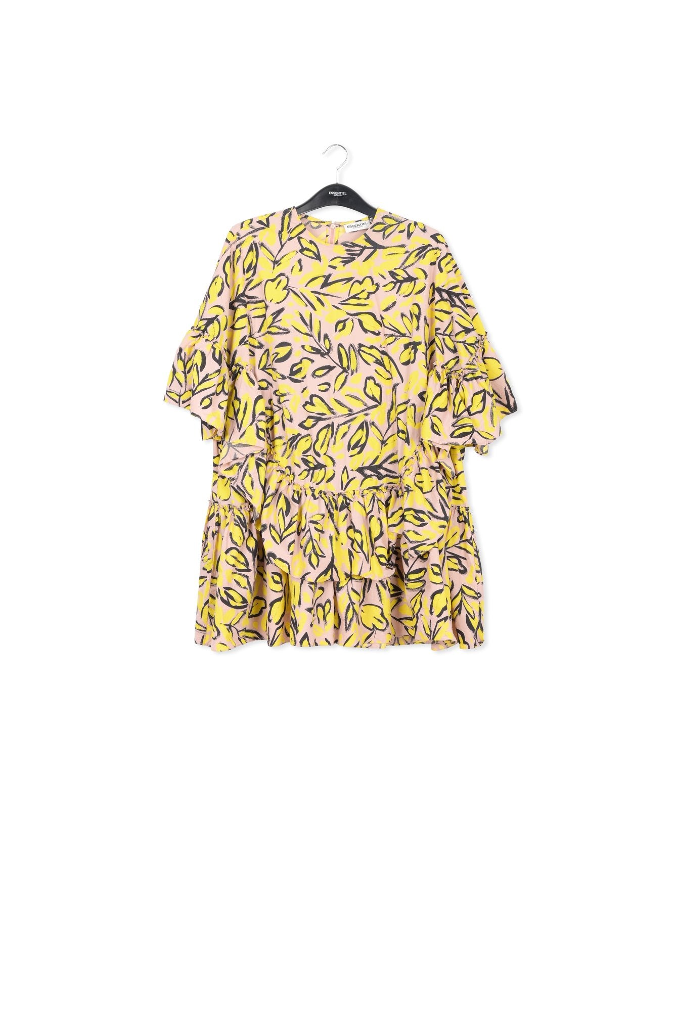 Robe fleurie en coton beige à  volants RE—SSENTIEL | Essentiel second hand