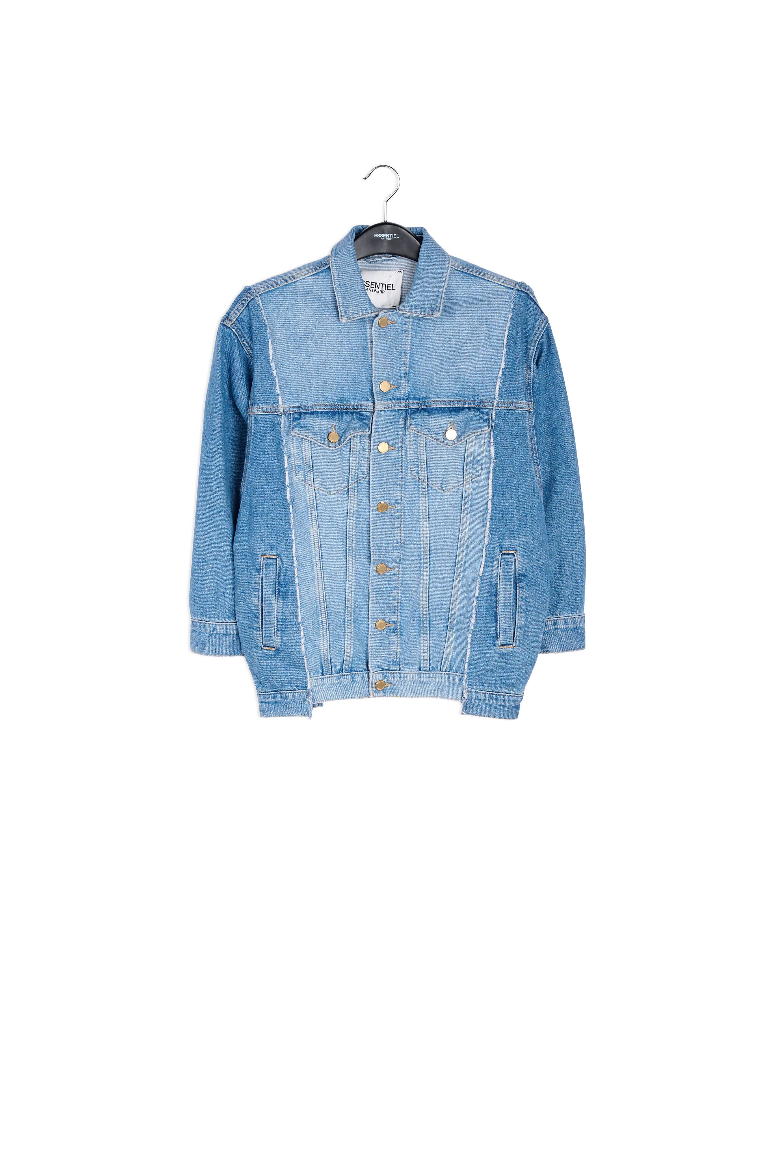 Two-tone frayed oversized denim jacket RE—SSENTIEL | Essentiel second hand
