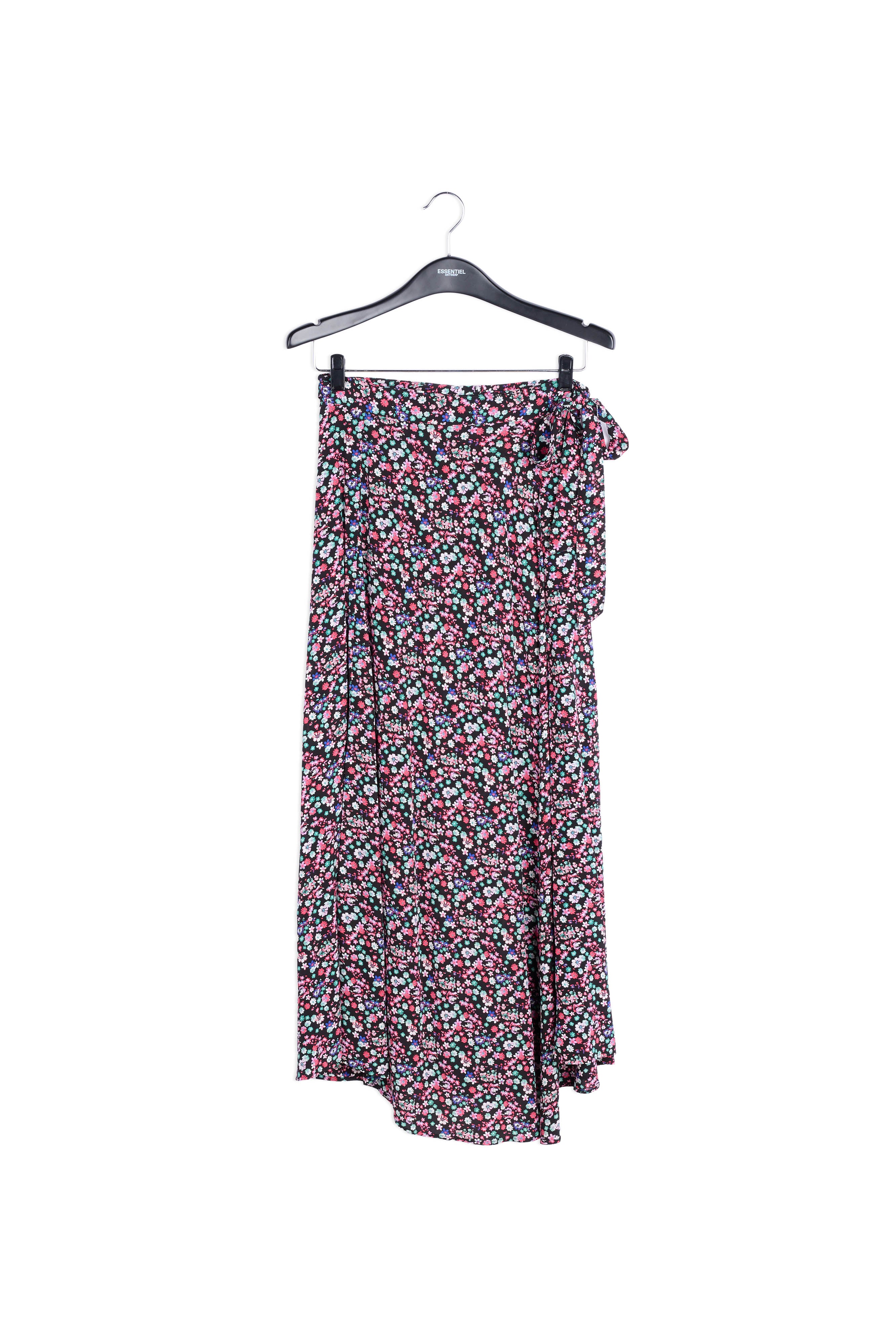 Jupe maxi noire cache-cœur à imprimé floral RE—SSENTIEL | Essentiel second hand