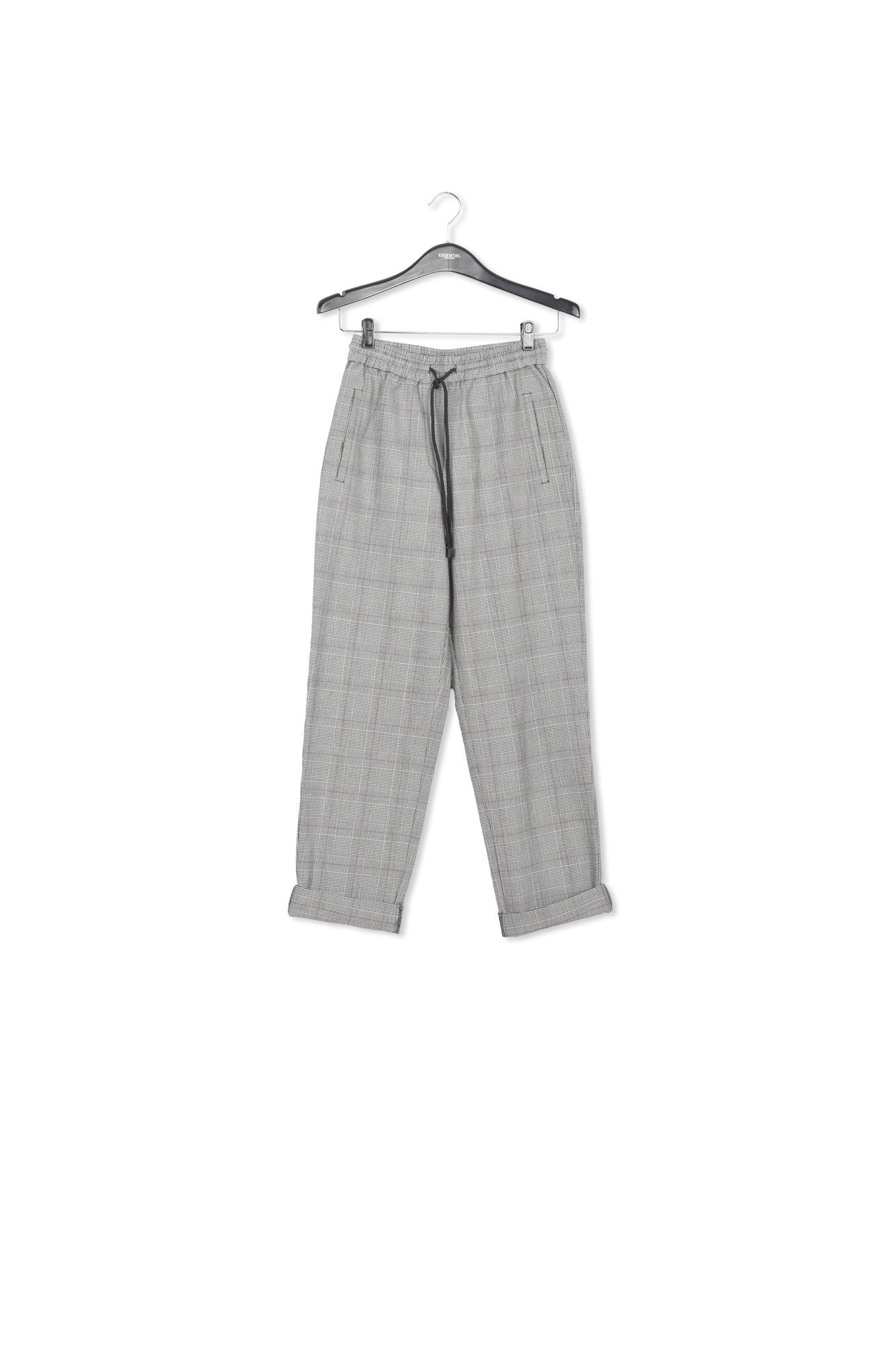 Grey pants with check motif RE—SSENTIEL | Essentiel second hand