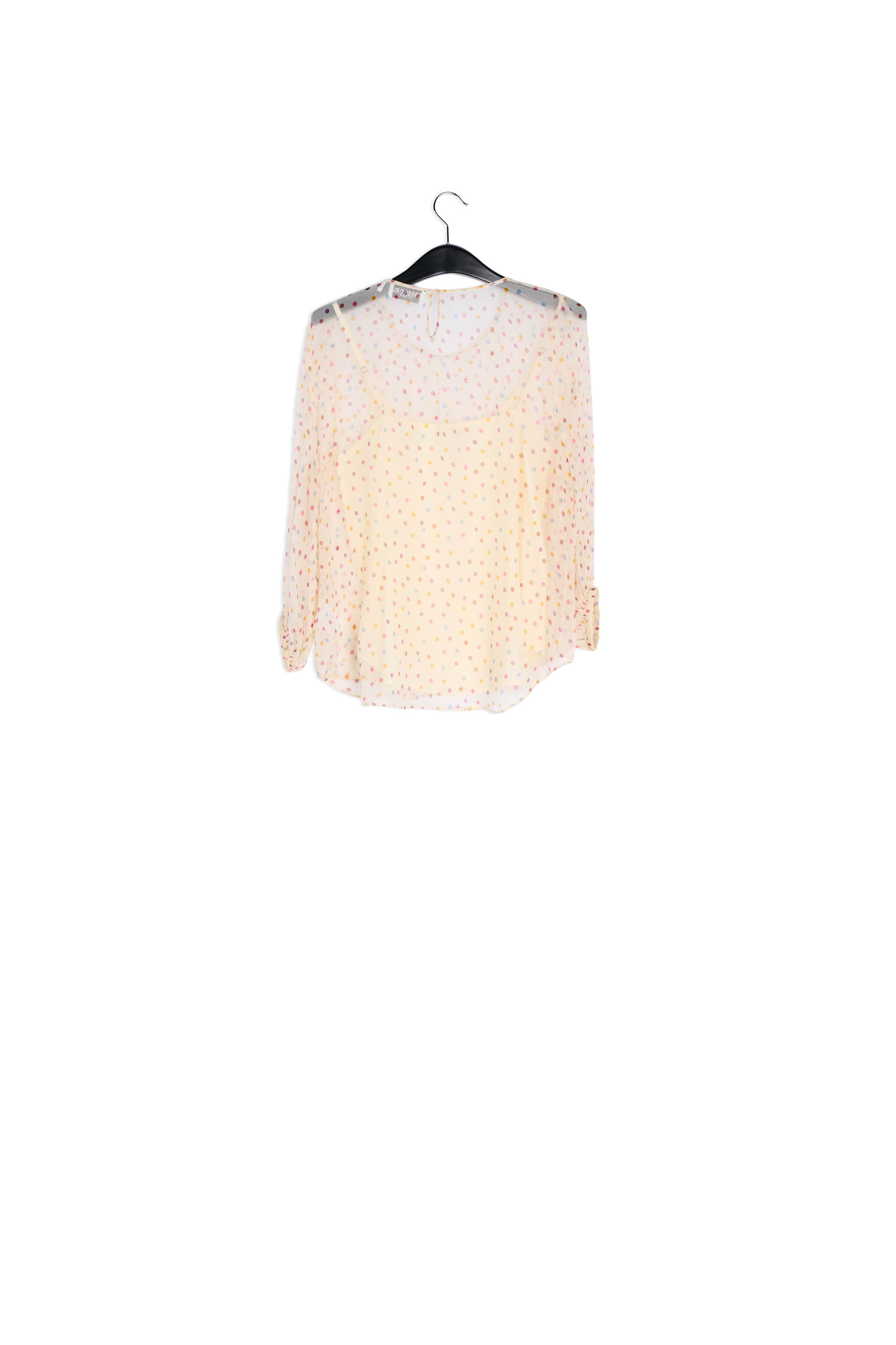Off-white sheer polka dot top with lining RE—SSENTIEL | Essentiel second hand