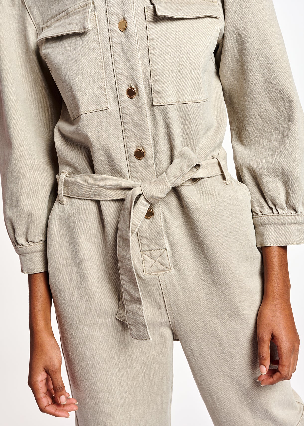 Combinaison jean beige avec ceinture RE—SSENTIEL | Essentiel second hand