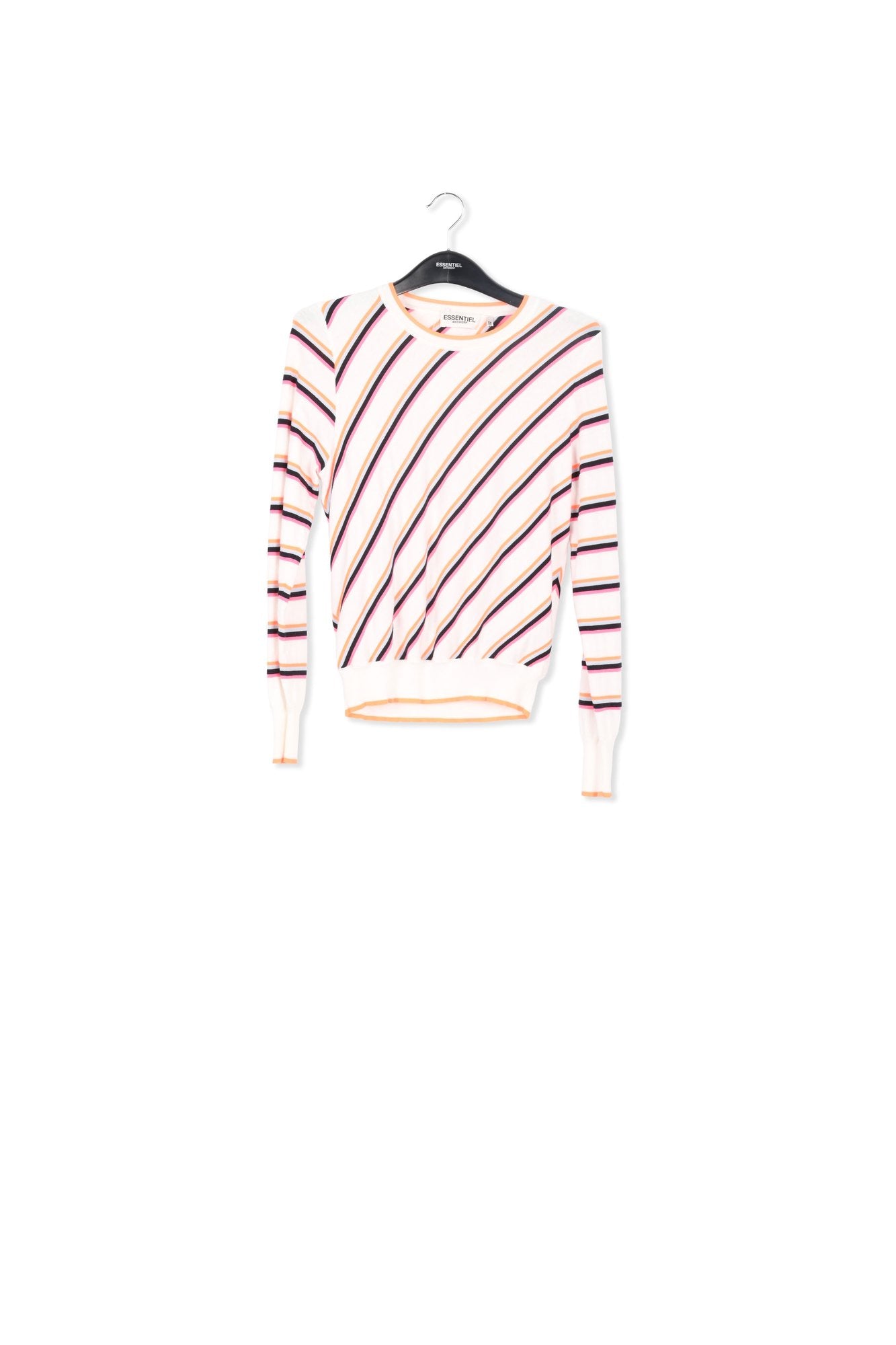 Pull blanc cassé aux rayures fluo RE—SSENTIEL | Essentiel second hand