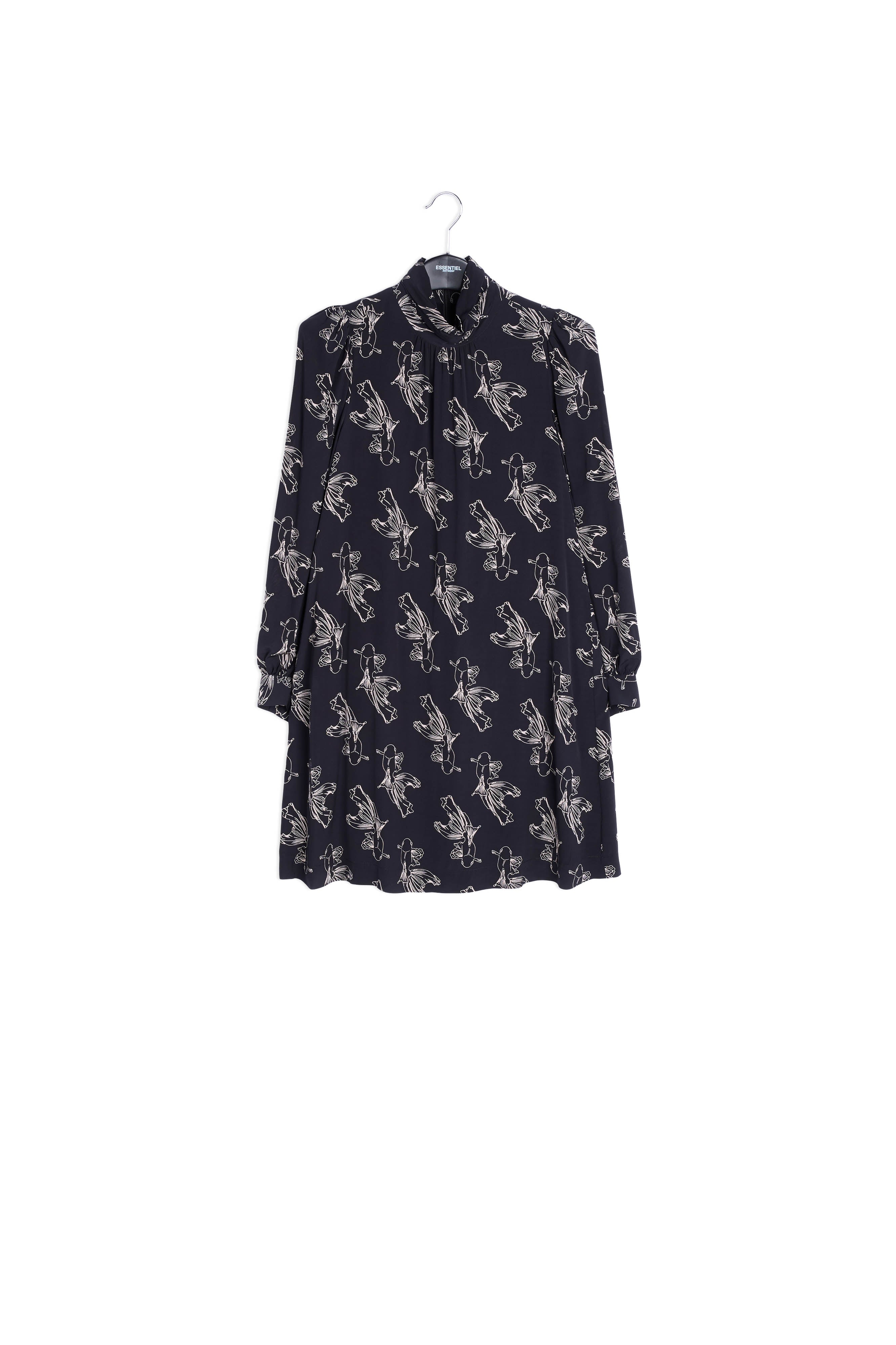 Black graphic print mini dress RE—SSENTIEL | Essentiel second hand