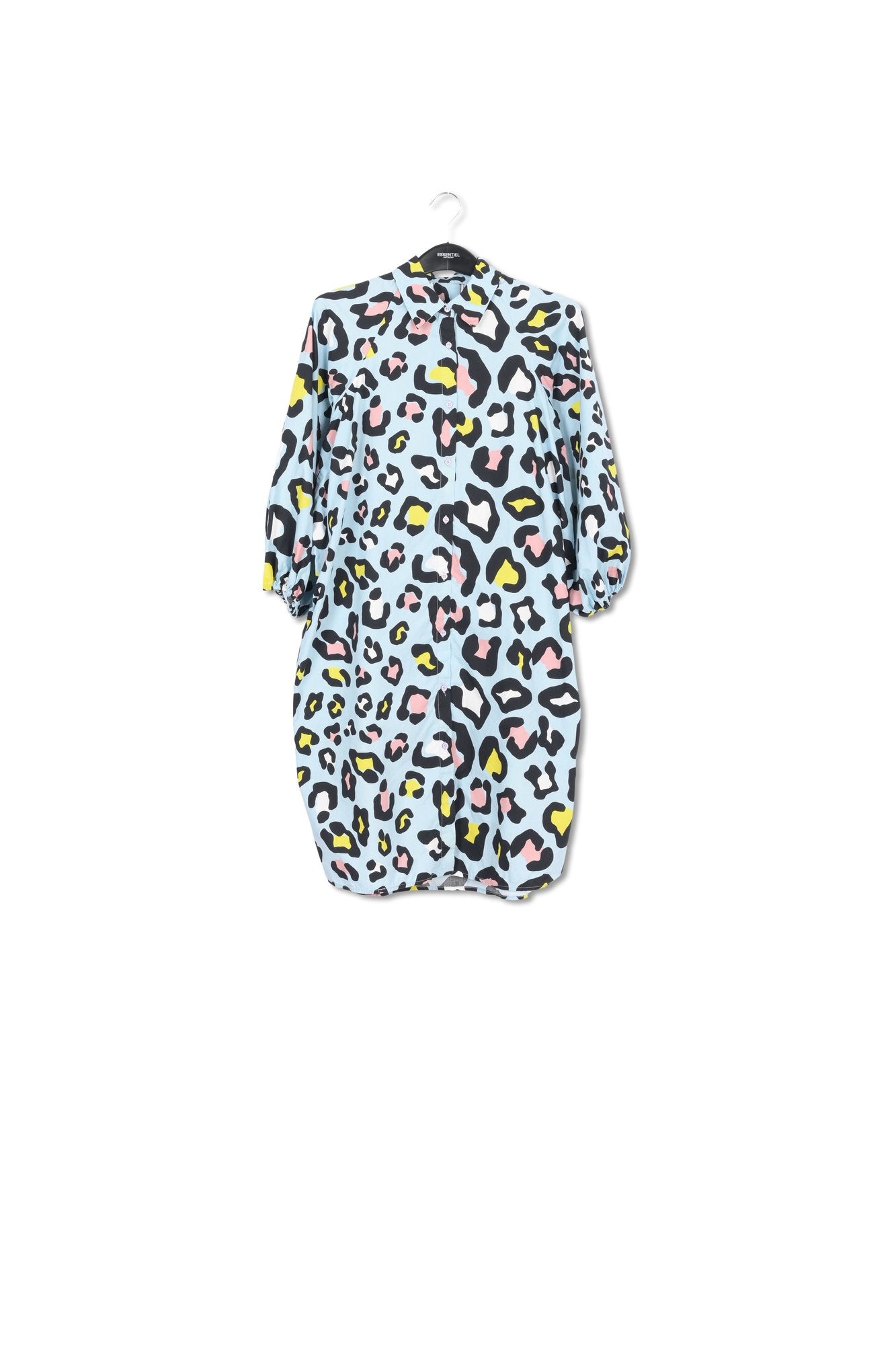 Light blue leopard-print shirt dress RE—SSENTIEL | Essentiel second hand