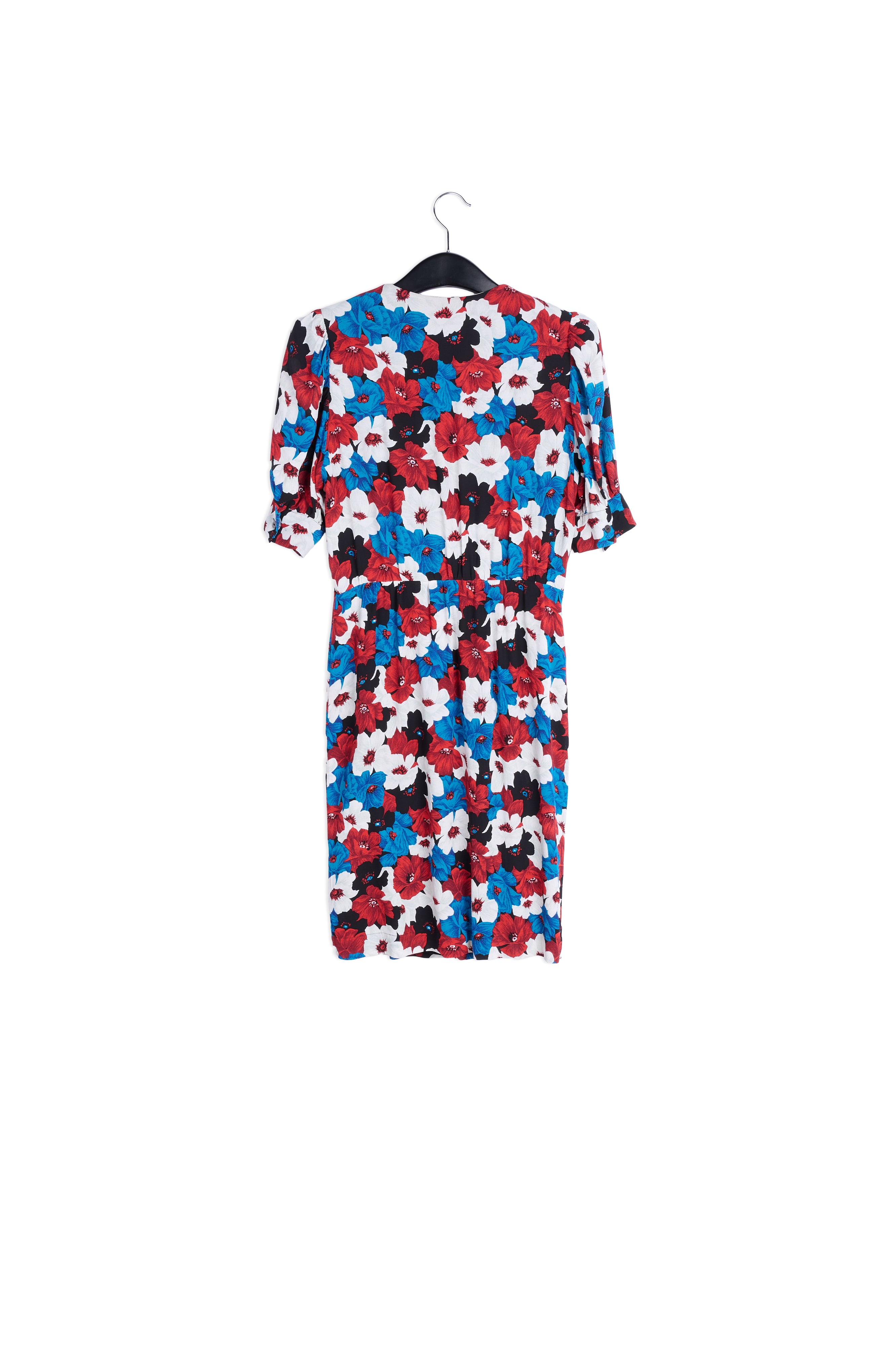 Wikkeljurk met rode, blauwe en witte bloemenprint RE—SSENTIEL | Essentiel second hand