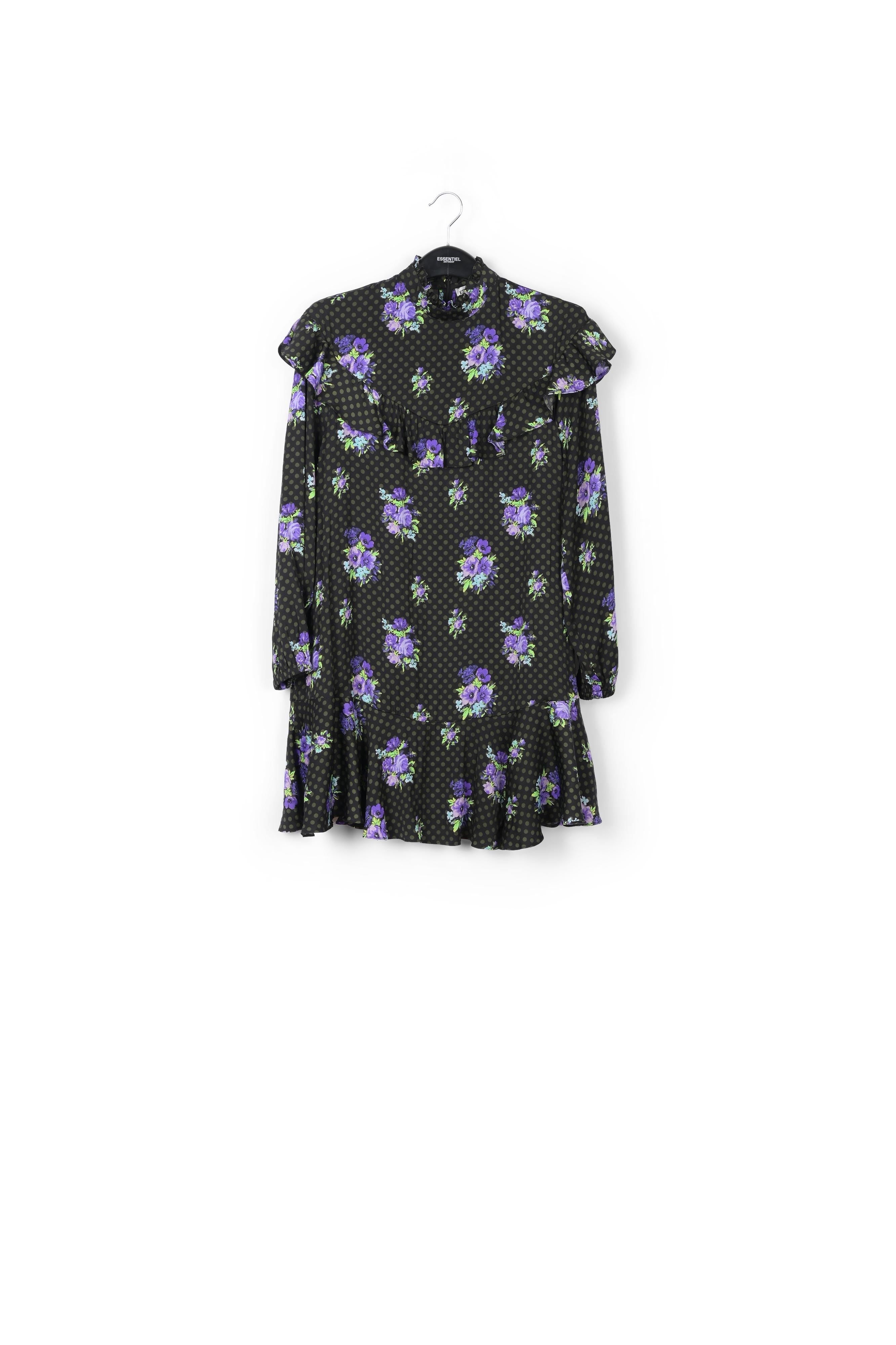 Robe à ligne a noire et pourpre à volants RE—SSENTIEL | Essentiel second hand