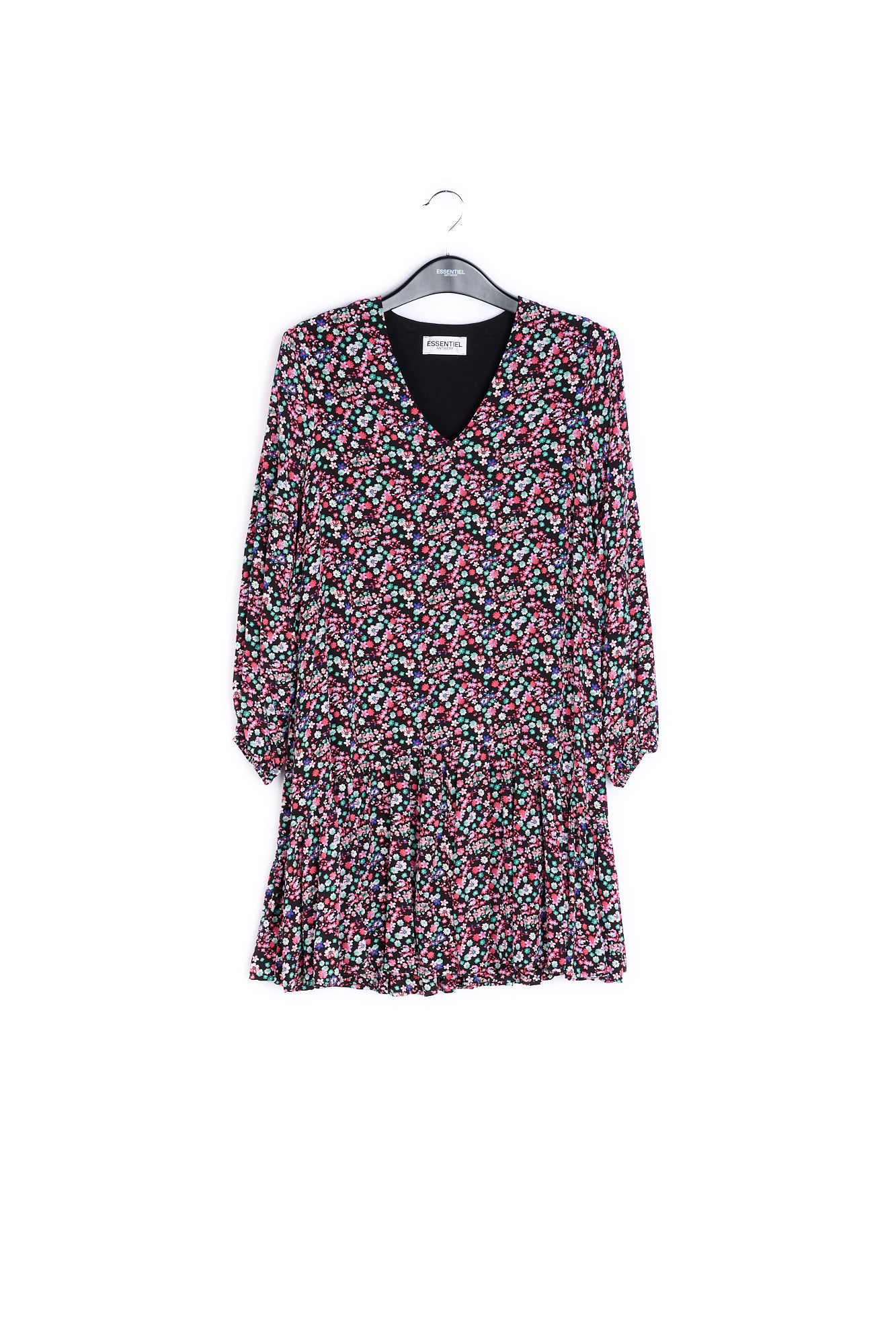 Mini robe noire à imprimé floral RE—SSENTIEL | Essentiel second hand