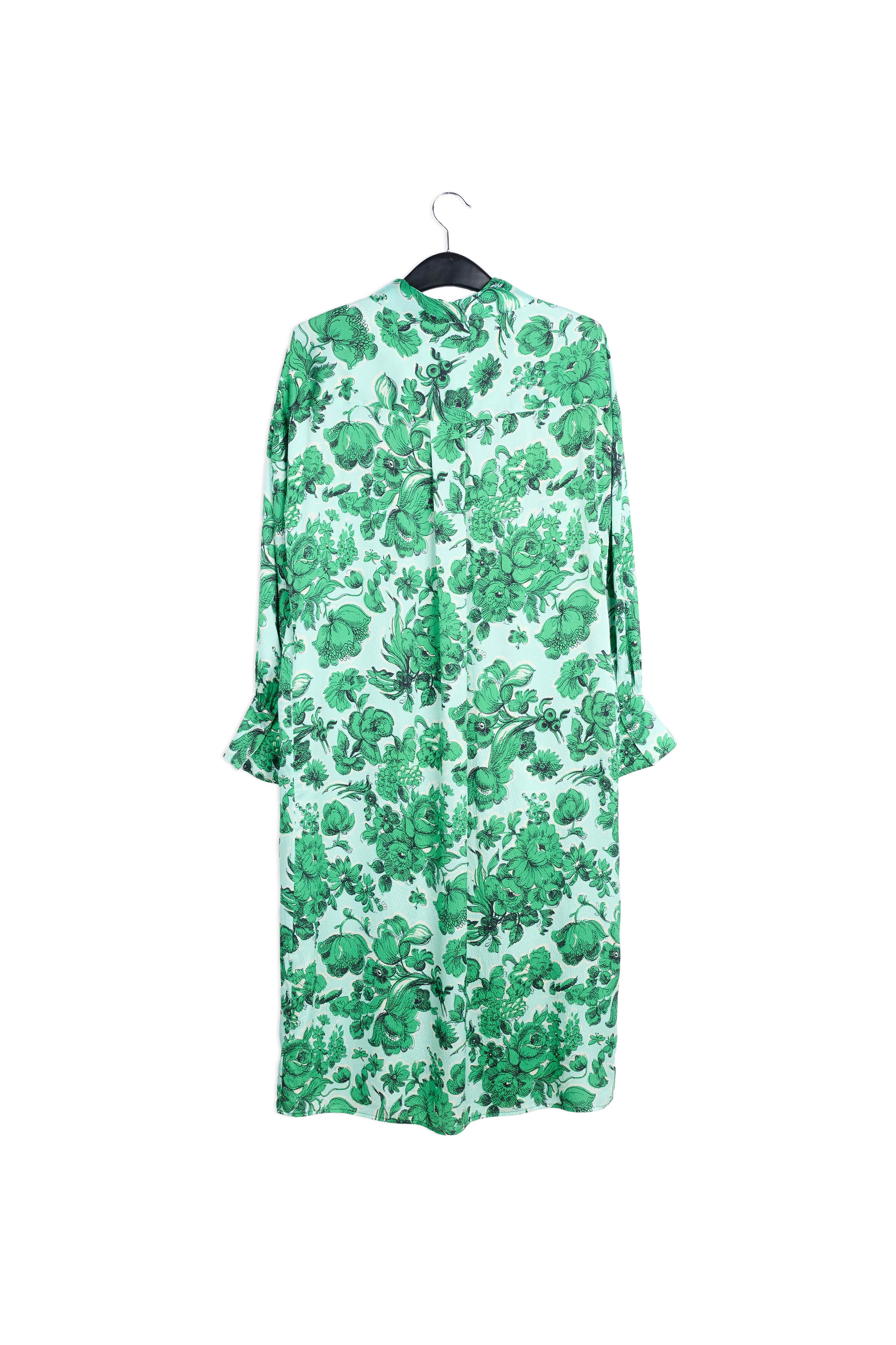 Light blue and green floral silk shirt dress RE—SSENTIEL | Essentiel second hand