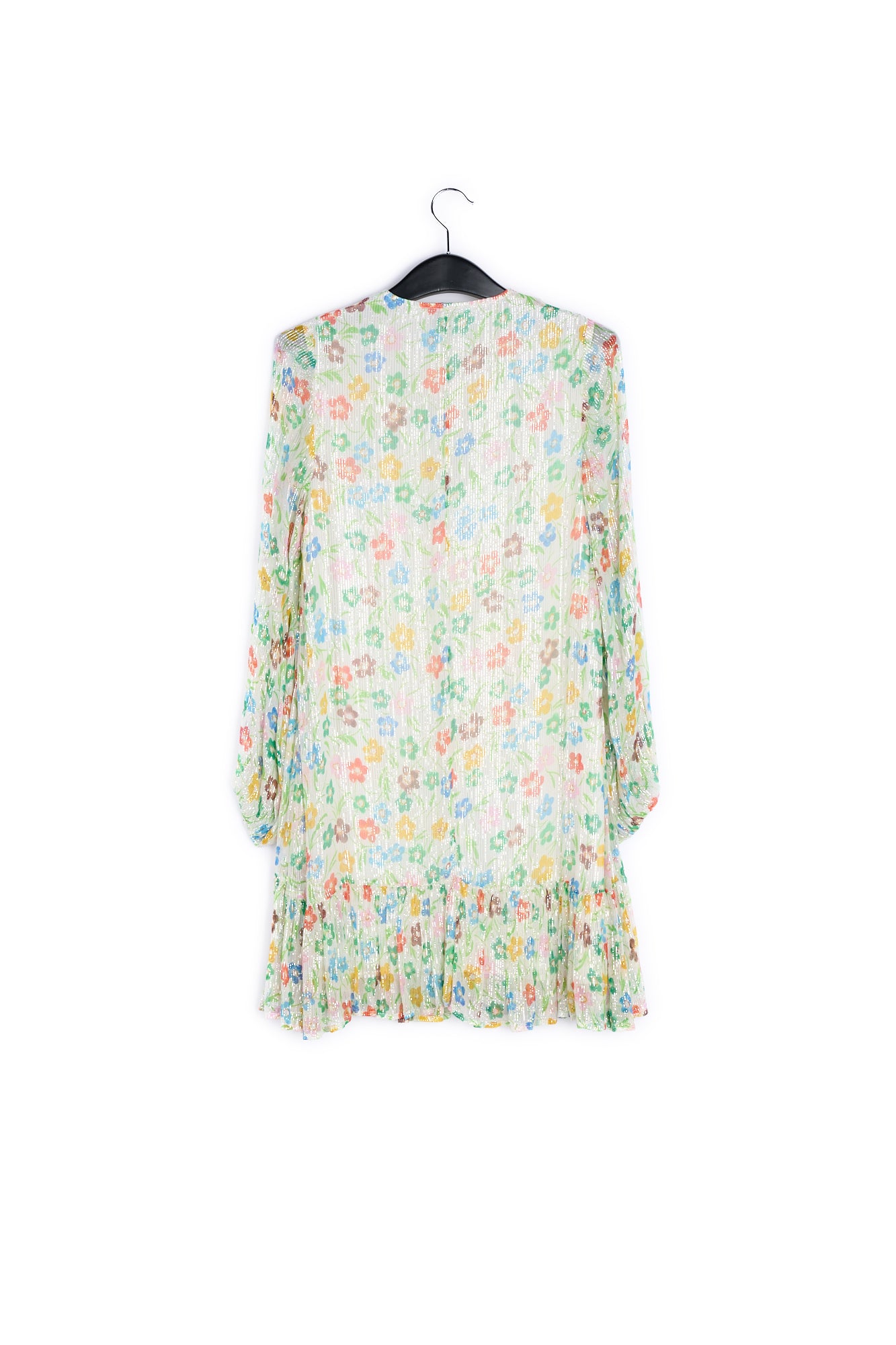 Off-white floral print dress with flared hem RE—SSENTIEL | Essentiel second hand