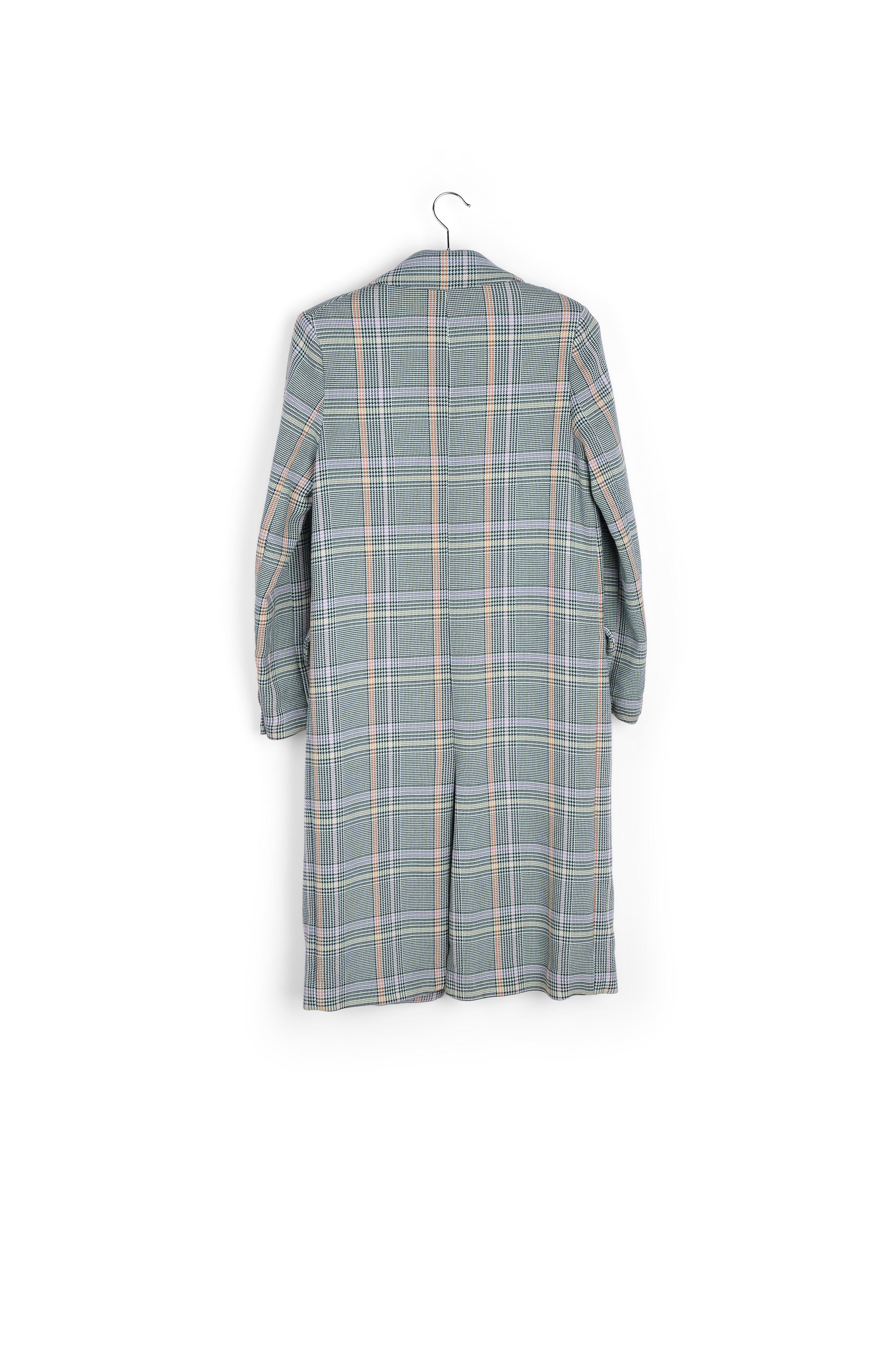 Dark green plaid double-breasted coat RE—SSENTIEL | Essentiel second hand
