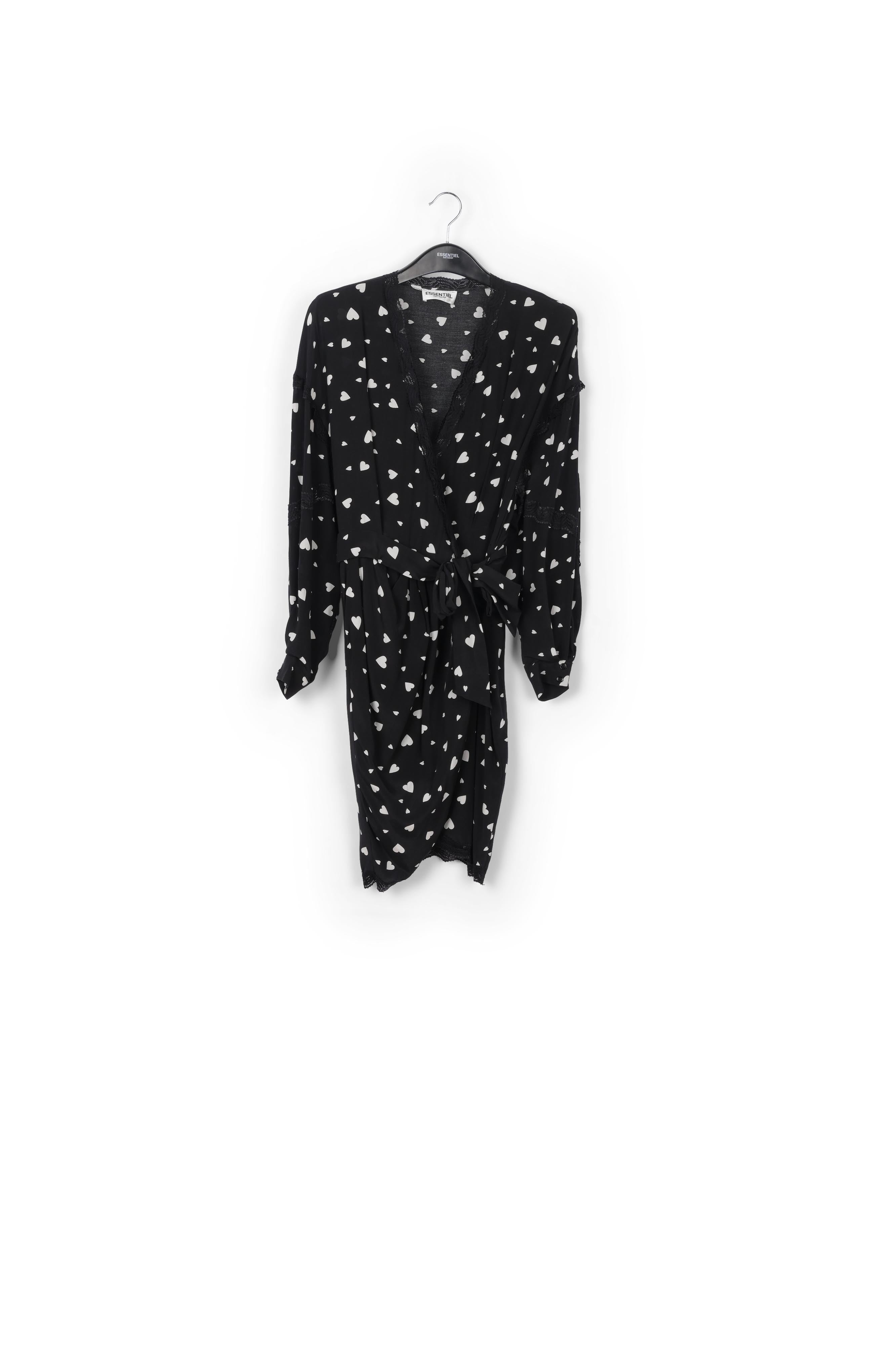 Mini robe cache-cœur noire à cœurs RE—SSENTIEL | Essentiel second hand