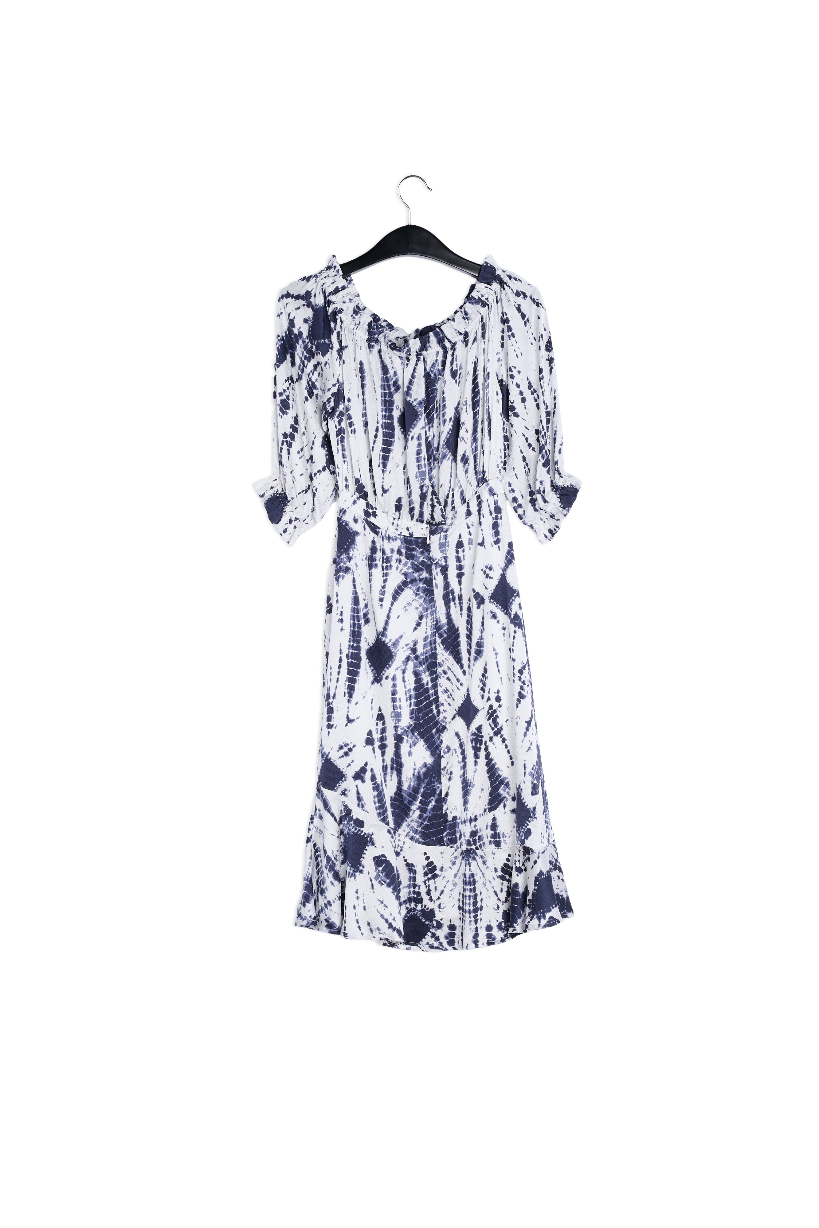 Robe en soie tie-dye blanc cassé et vert RE—SSENTIEL | Essentiel second hand