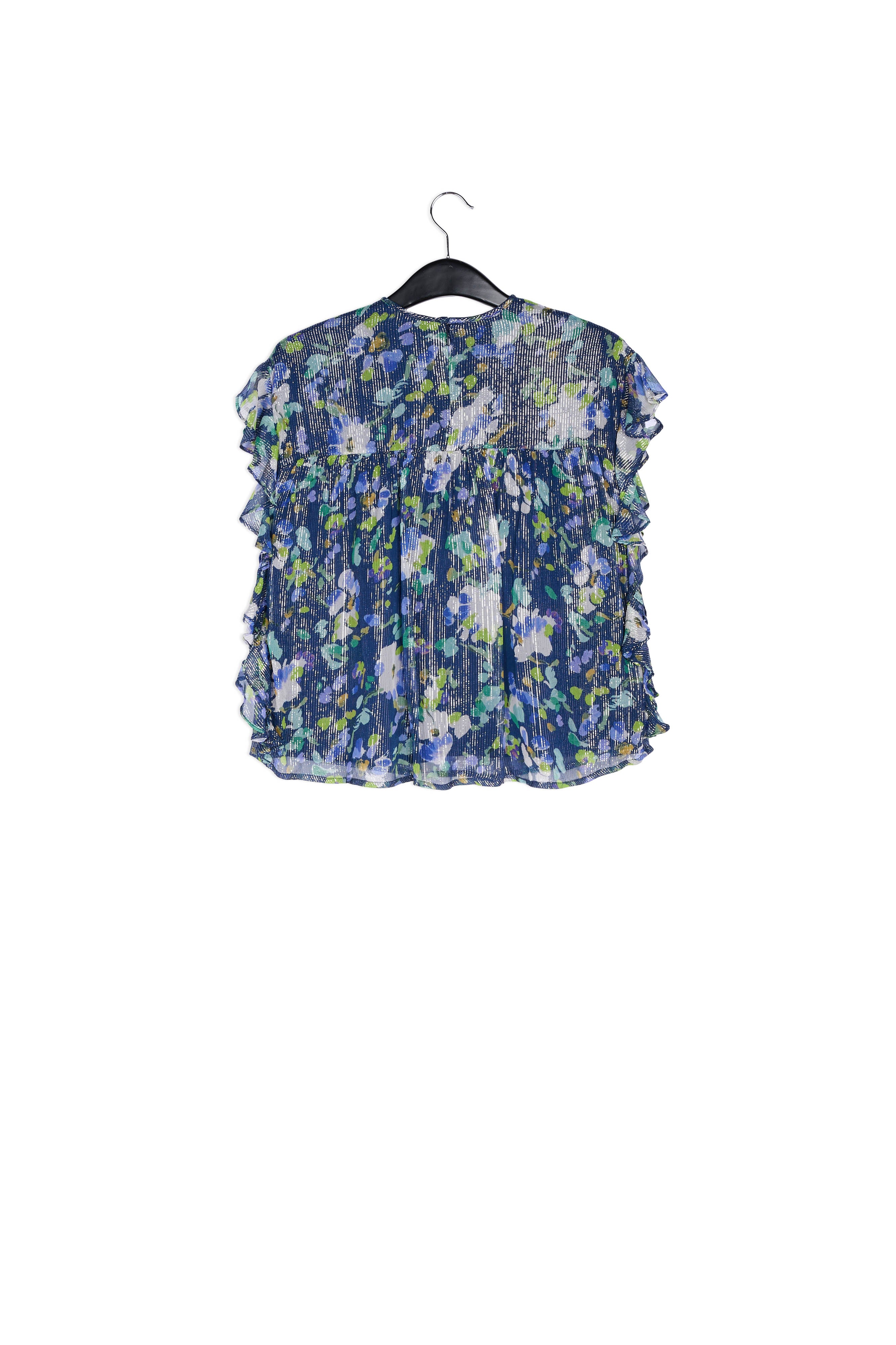 Top bleu foncé à imprimé floral RE—SSENTIEL | Essentiel second hand