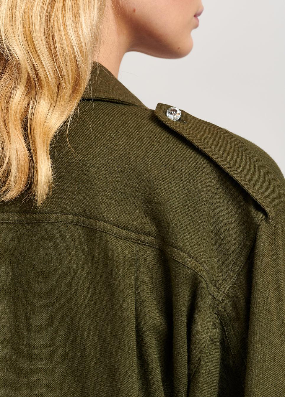 Chemise vert armé en coton mélangé avec strass RE—SSENTIEL | Essentiel second hand