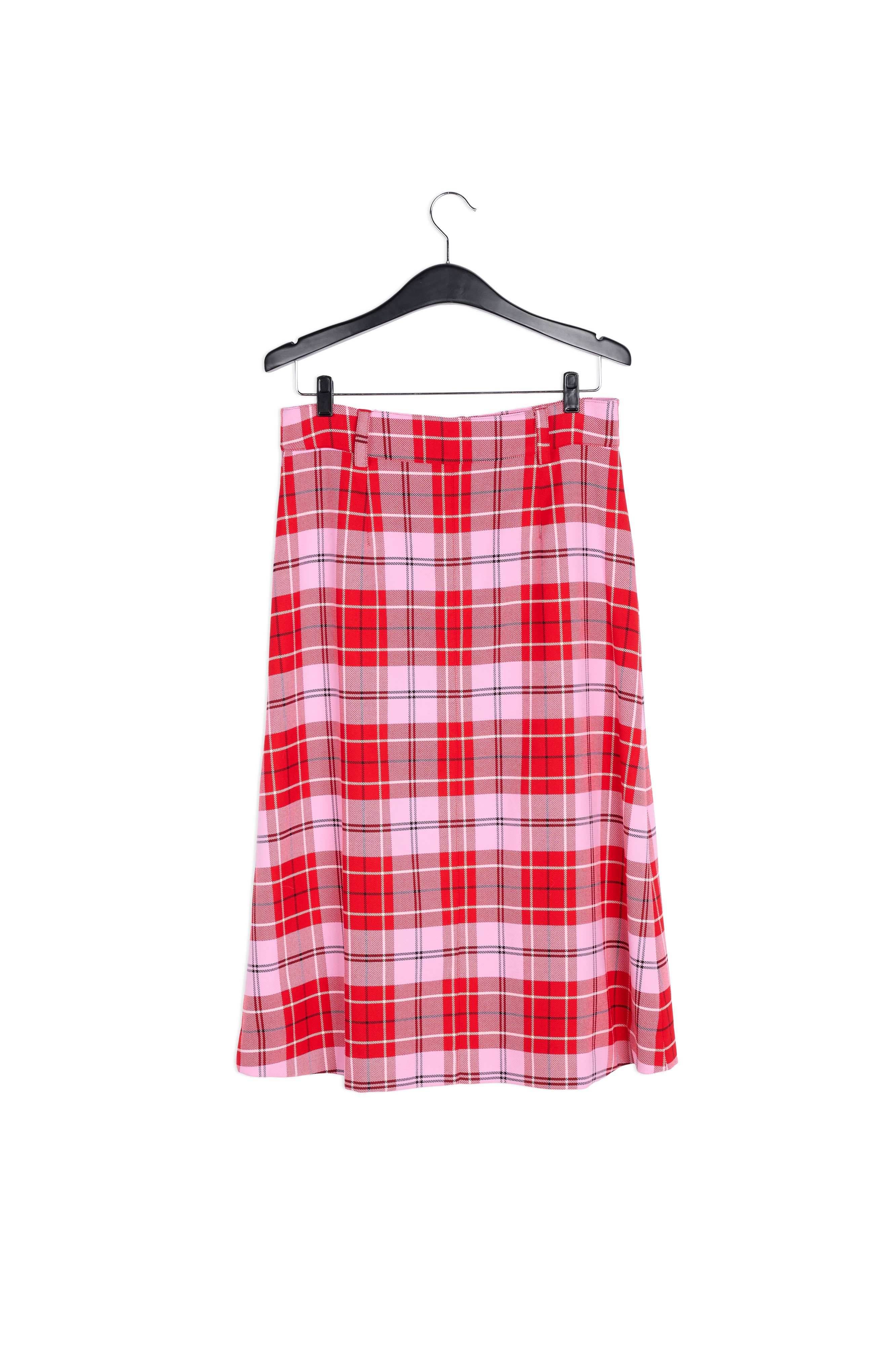 Red and pink check midi skirt RE—SSENTIEL | Essentiel second hand