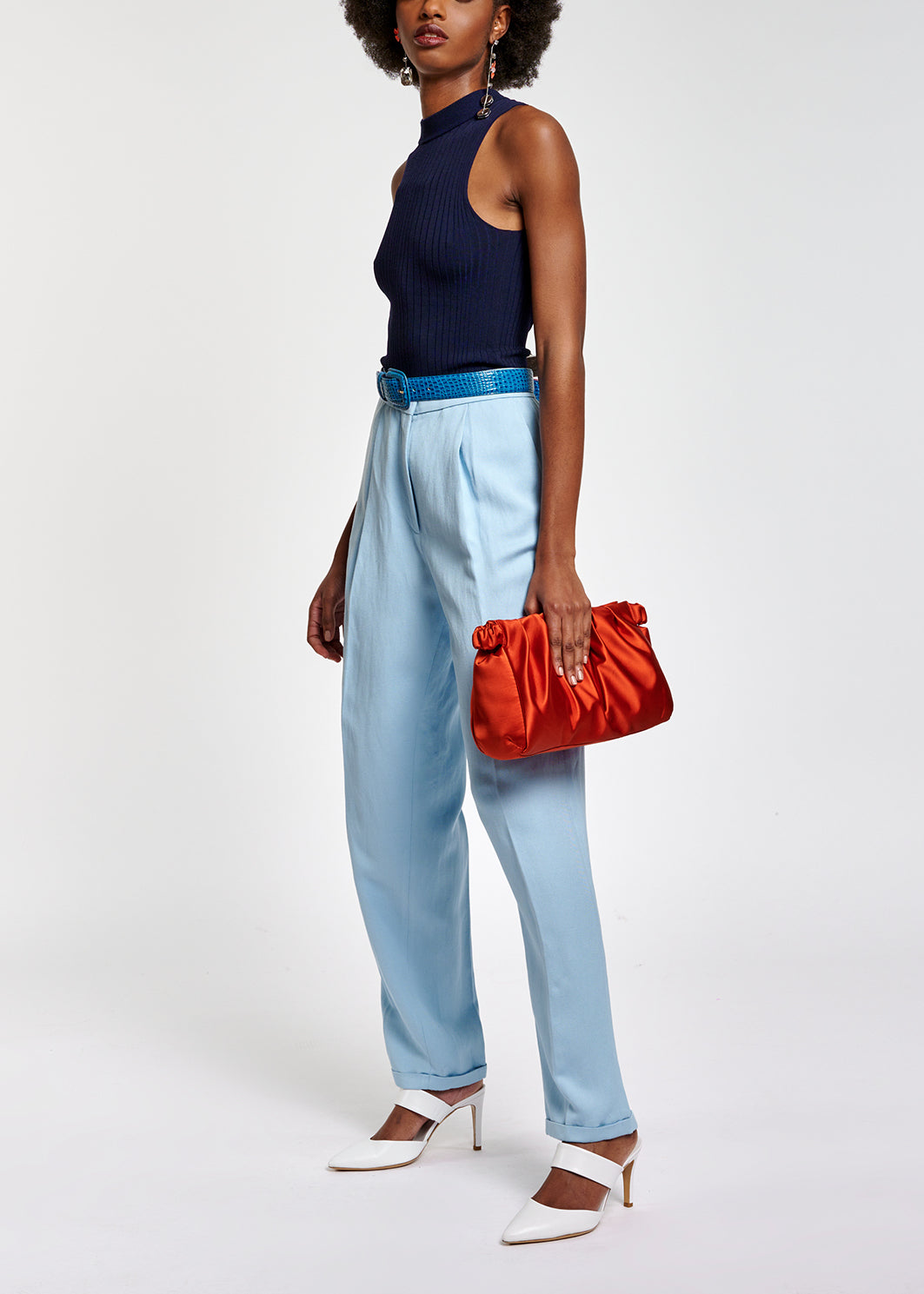 Pantalon bleu clair taille mi-haute RE—SSENTIEL | Essentiel second hand