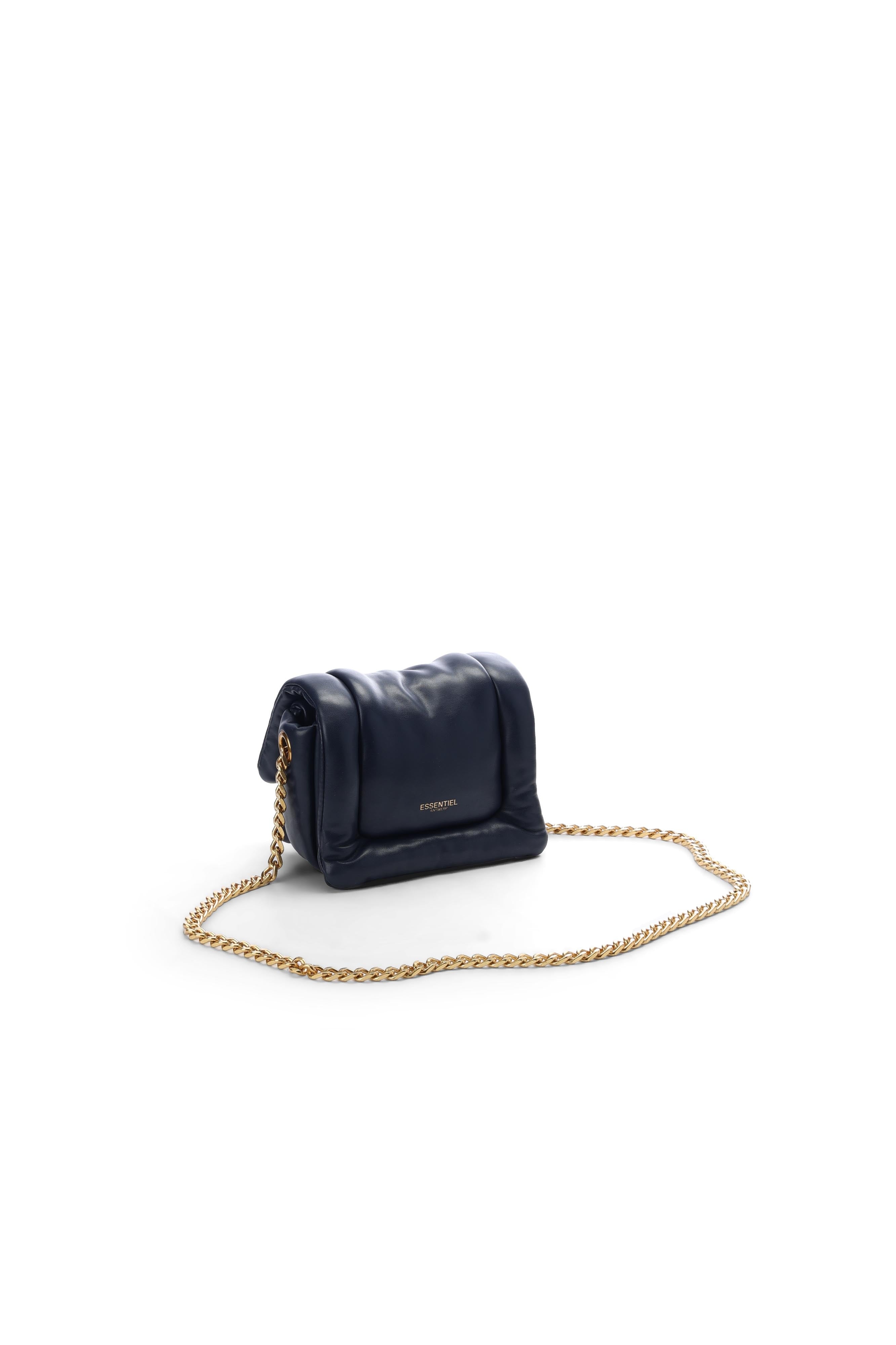 Dark blue puffy faux leather shoulder bag RE—SSENTIEL | Essentiel second hand