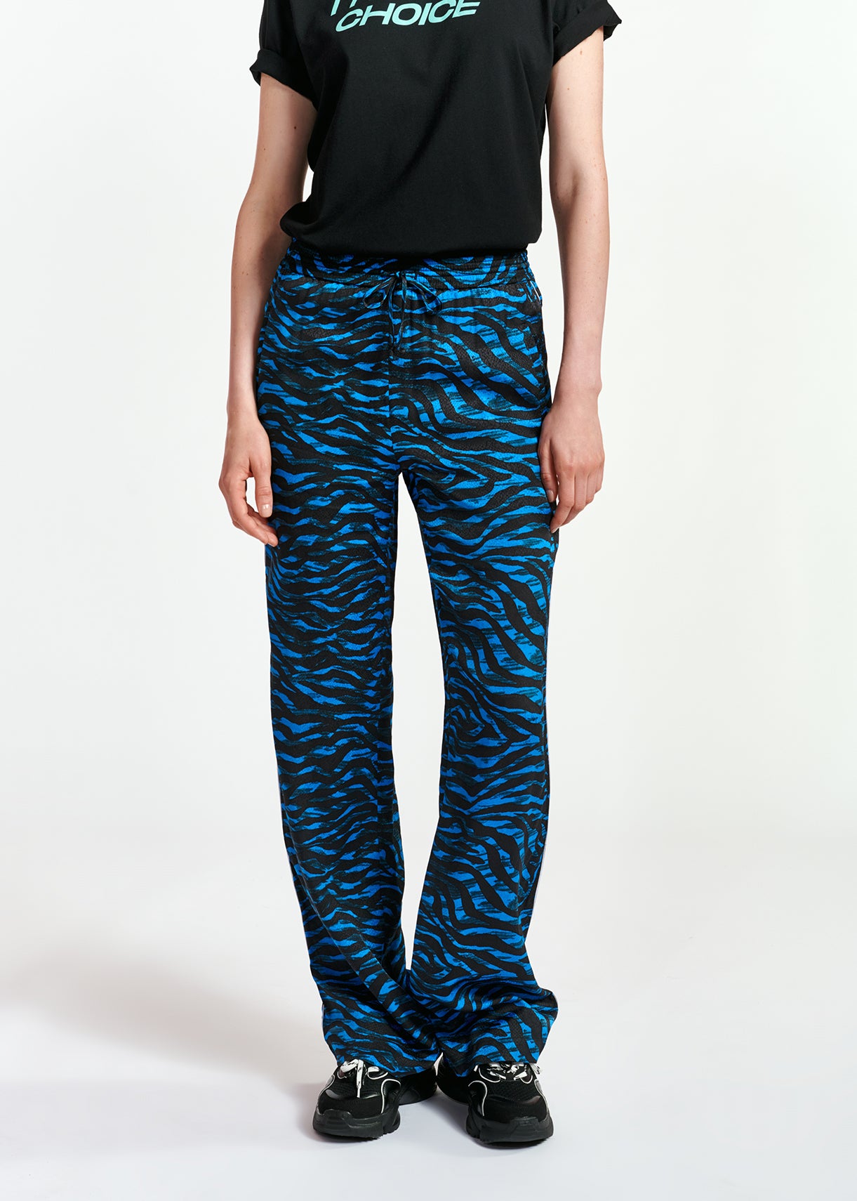 Pantalon pyjama zébré turquoise et noir RE—SSENTIEL | Essentiel second hand