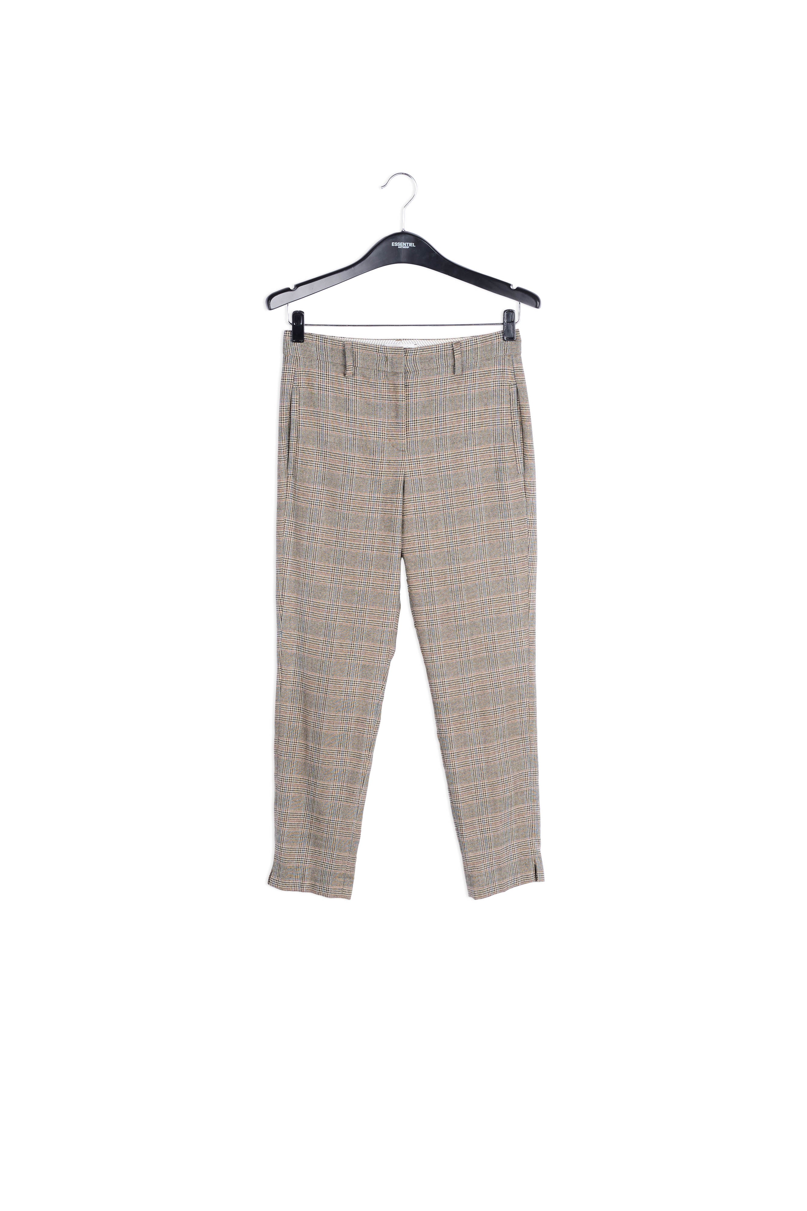 Pantalon gris clair à carreaux RE—SSENTIEL | Essentiel second hand