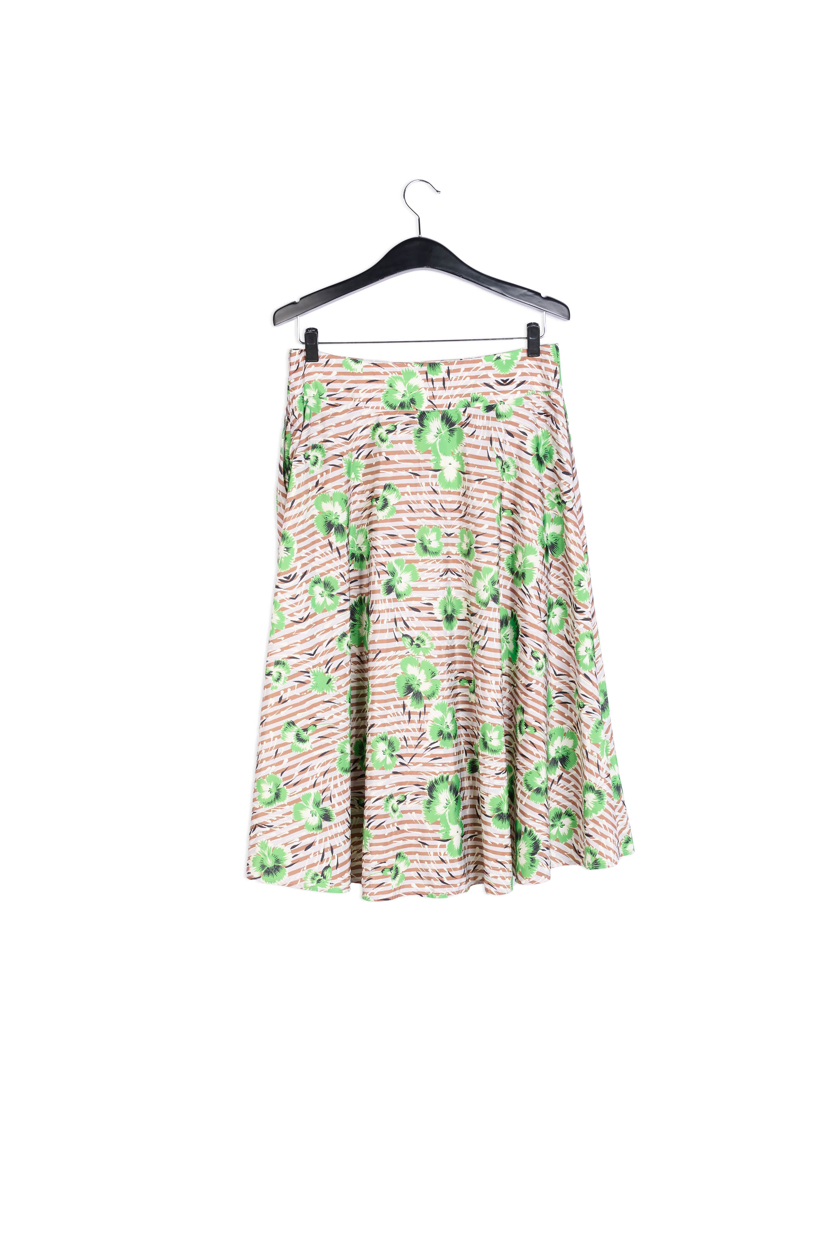 Stripe and green floral print A-line skirt RE—SSENTIEL | Essentiel second hand