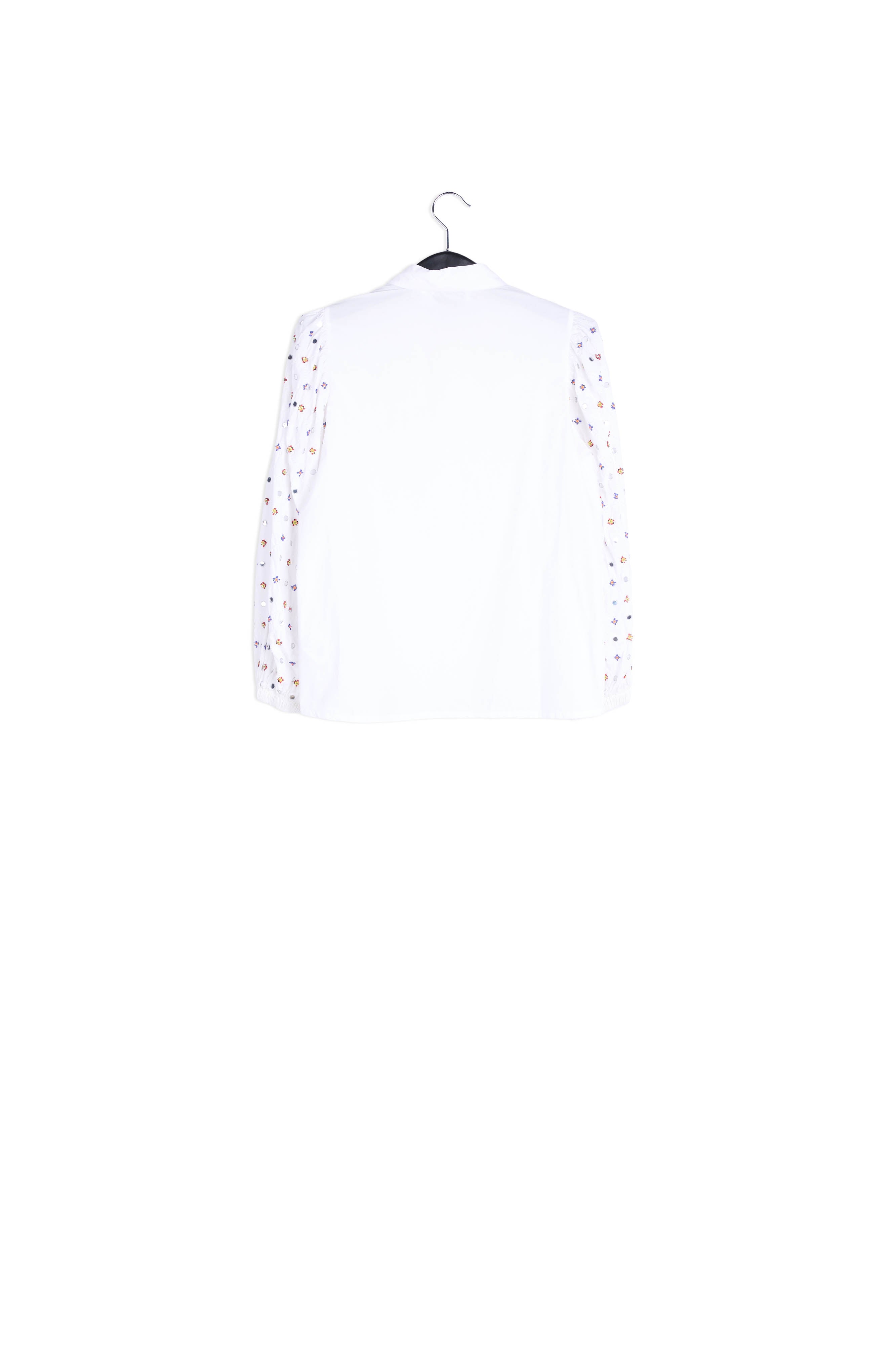 White mirror-embroidered puffed-sleeve shirt RE—SSENTIEL | Essentiel second hand