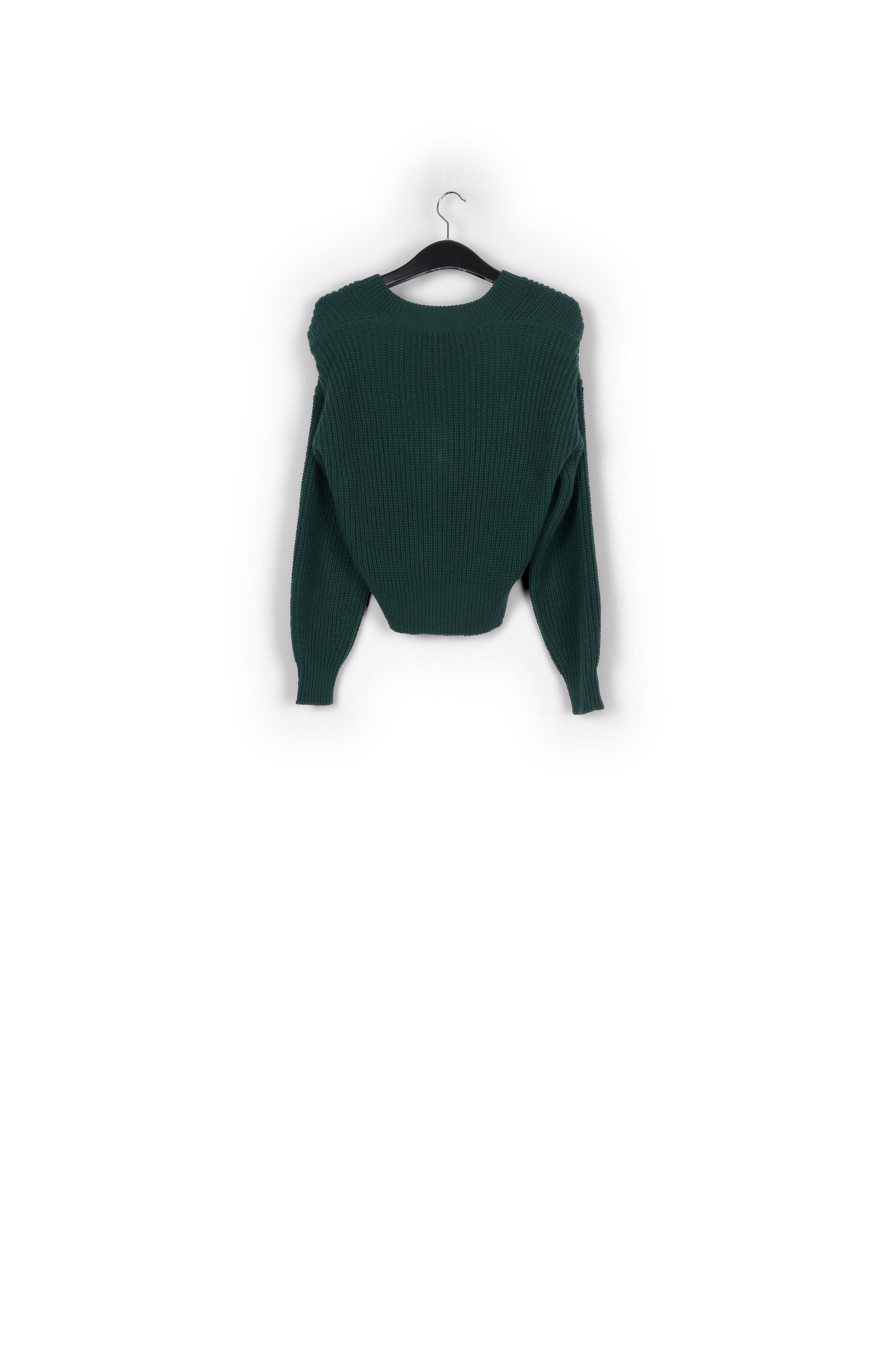 Dark green sweater with padded shoulders RE—SSENTIEL | Essentiel second hand